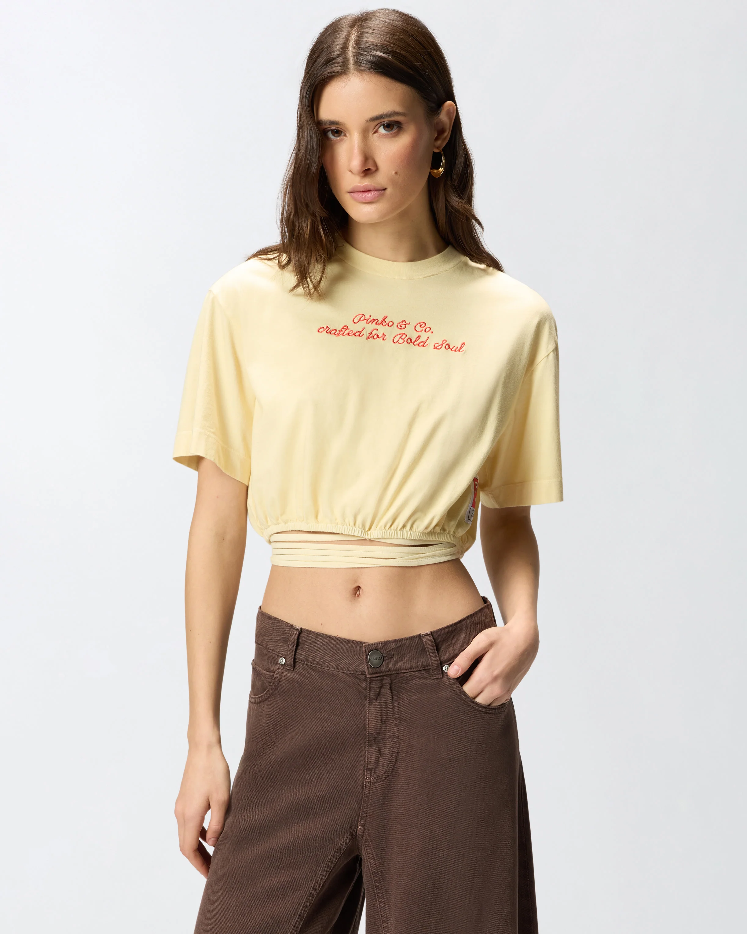 Crop top con logo lettering PINKO
