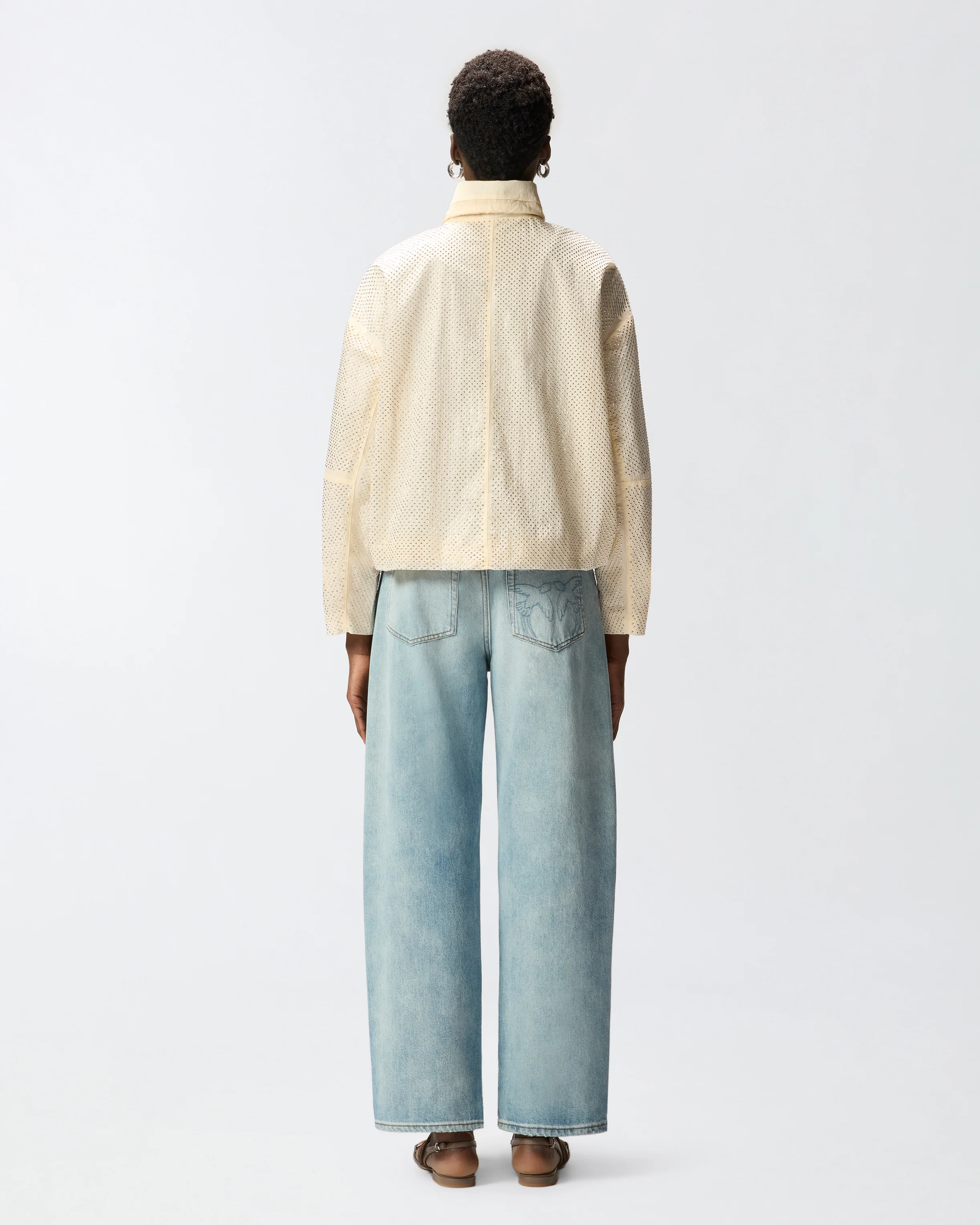 Giacca blouson con micro borchie all over - Image 3