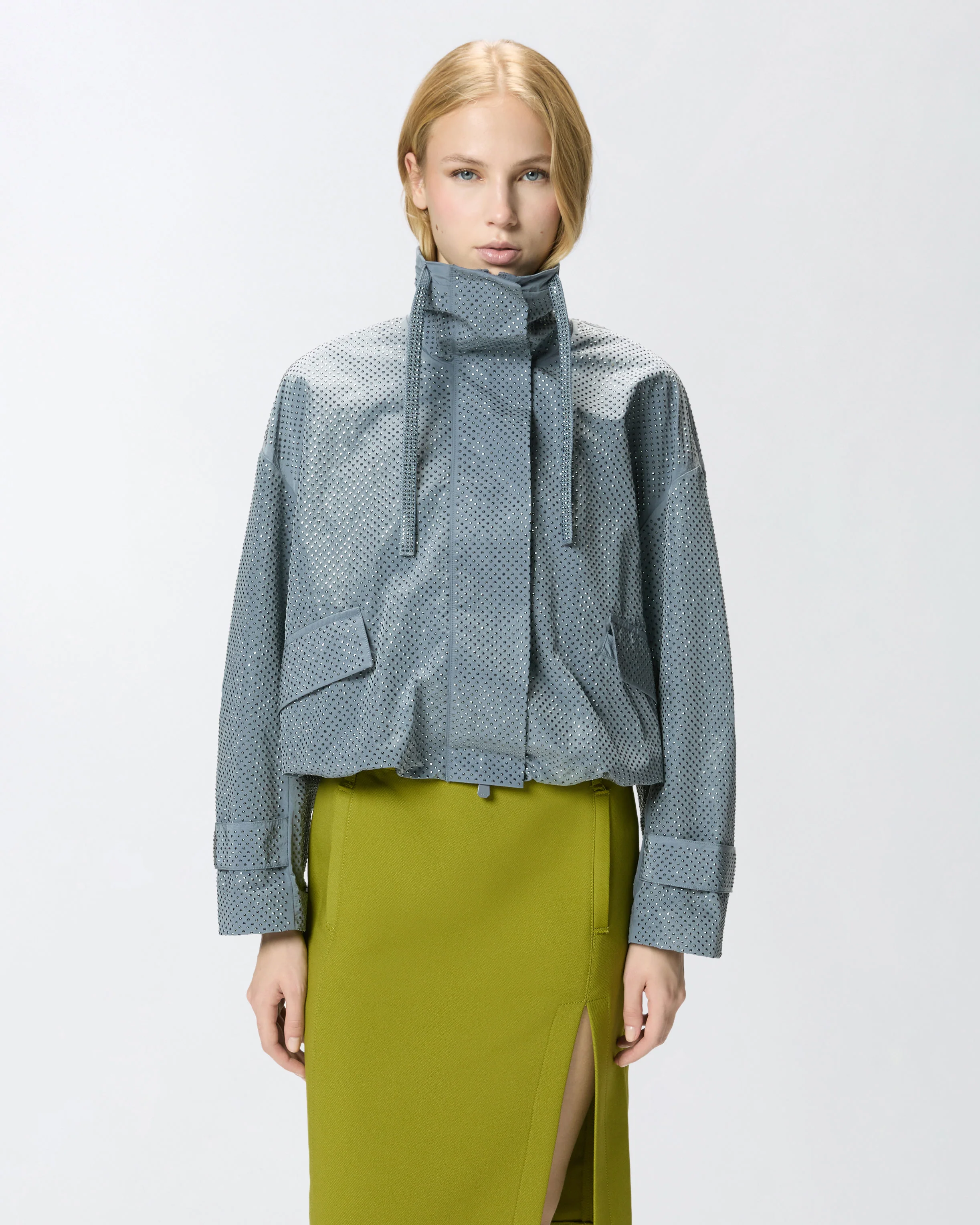 Giacca blouson con micro borchie all over - Image 2