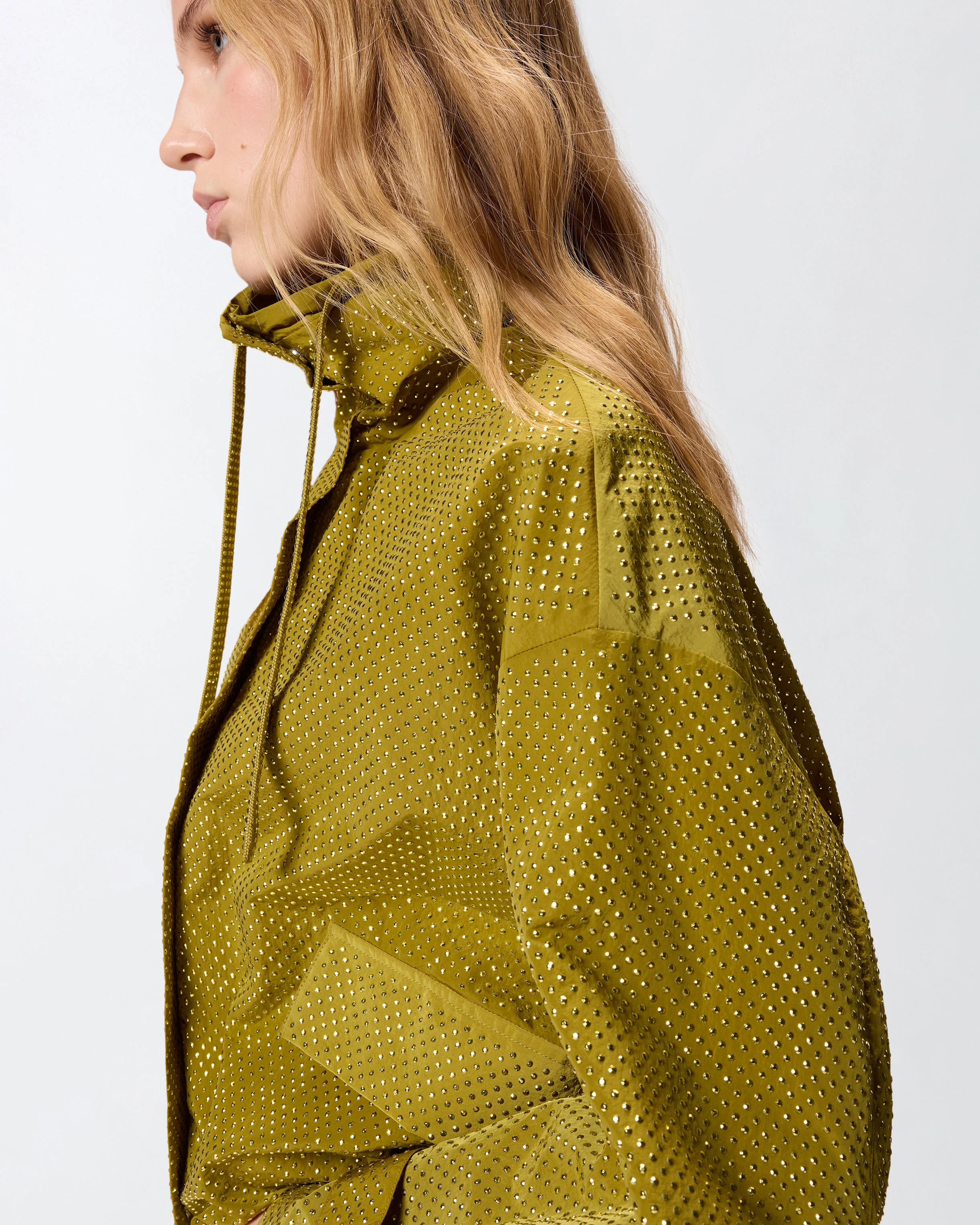 Giacca blouson con micro borchie all over