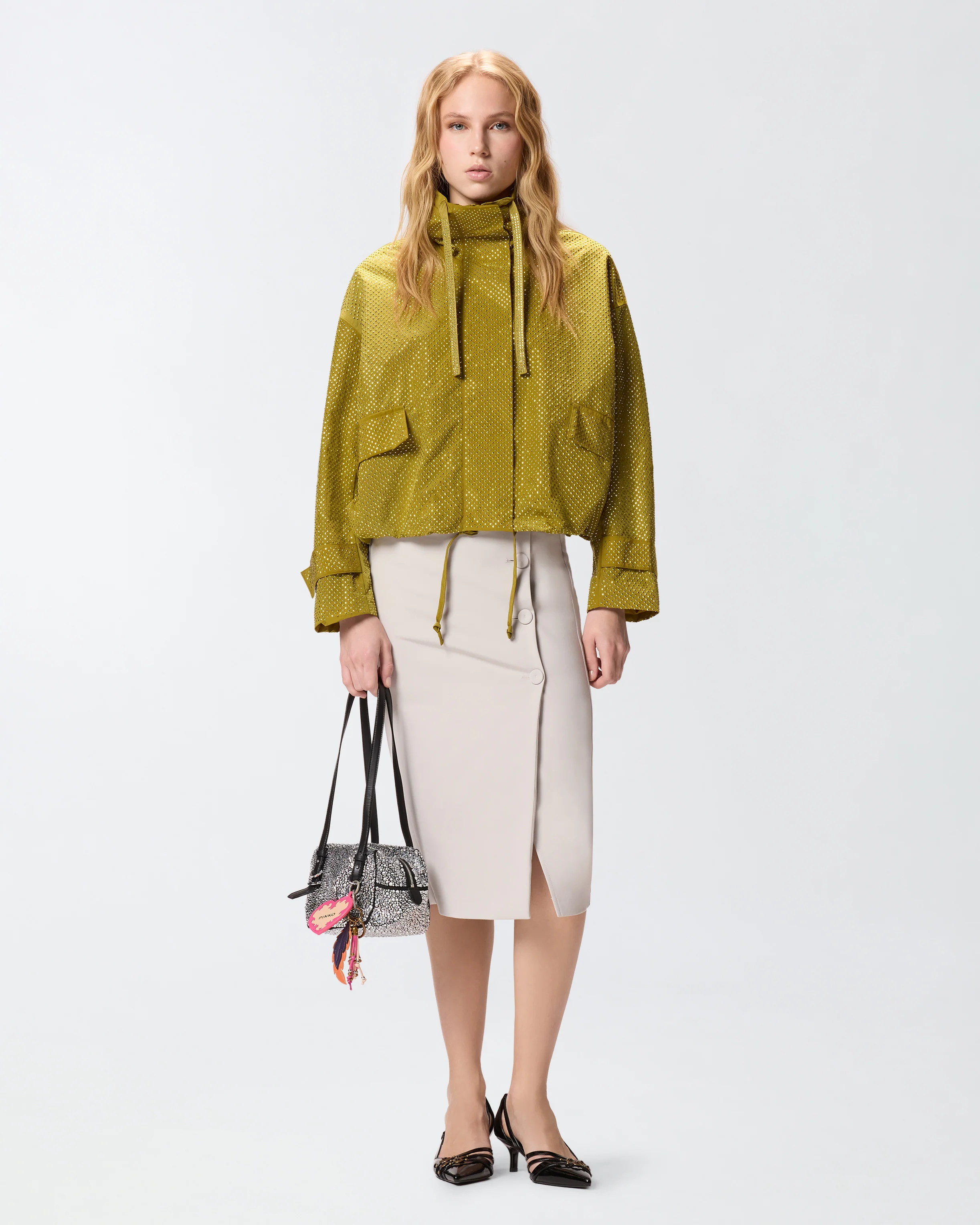 Giacca blouson con micro borchie all over - Image 3