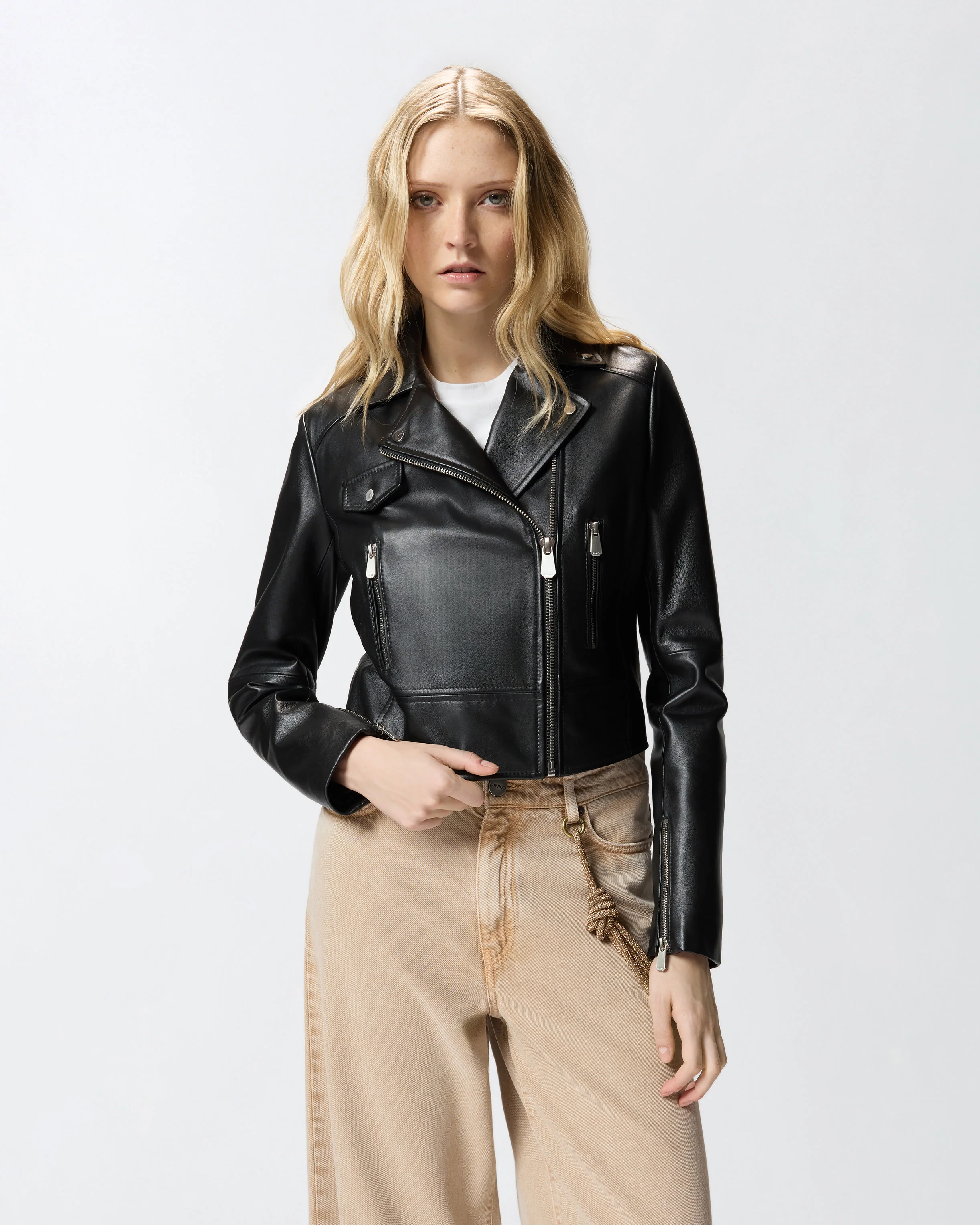 Giacca chiodo stile biker in nappa
