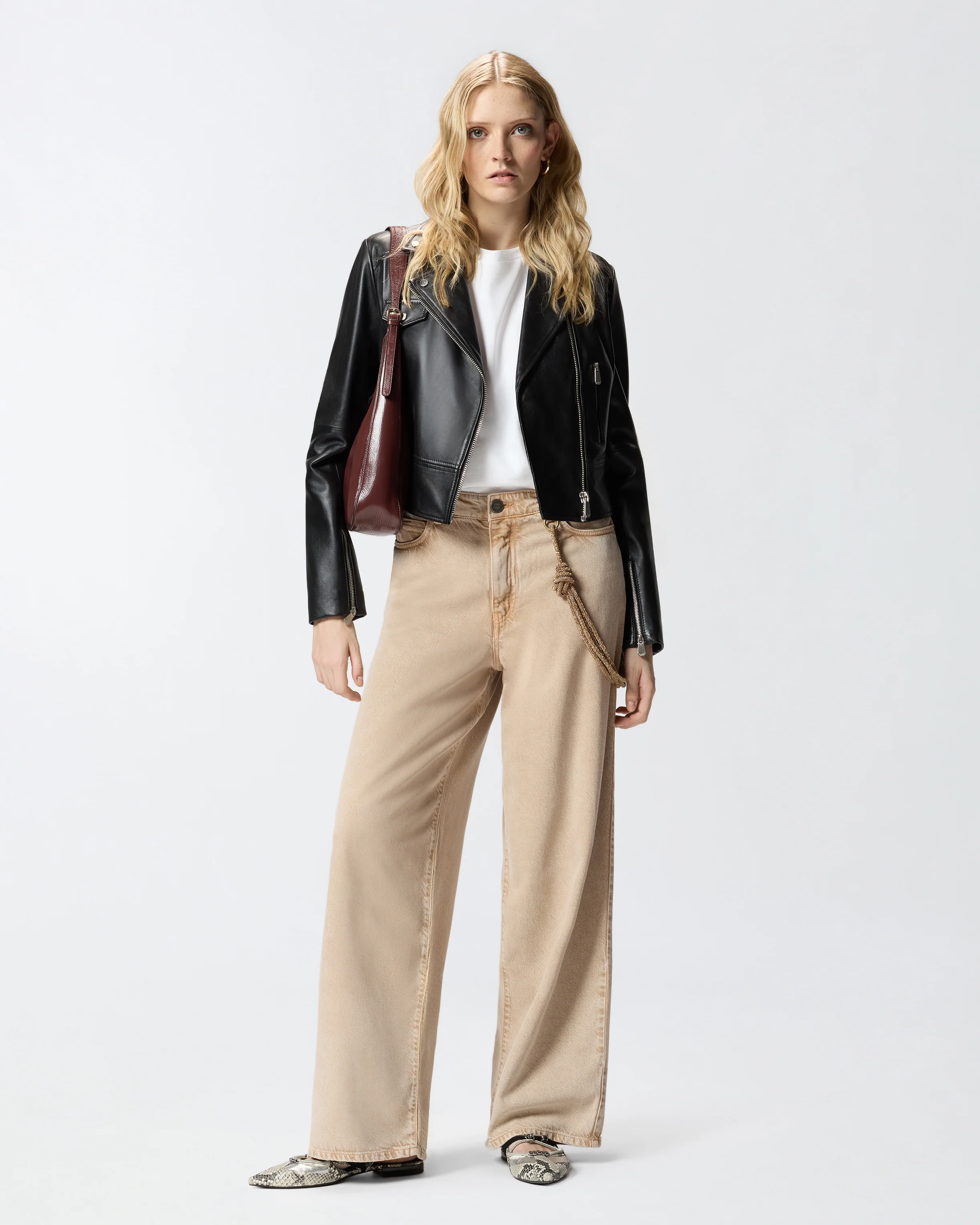 Giacca chiodo stile biker in nappa - Image 2
