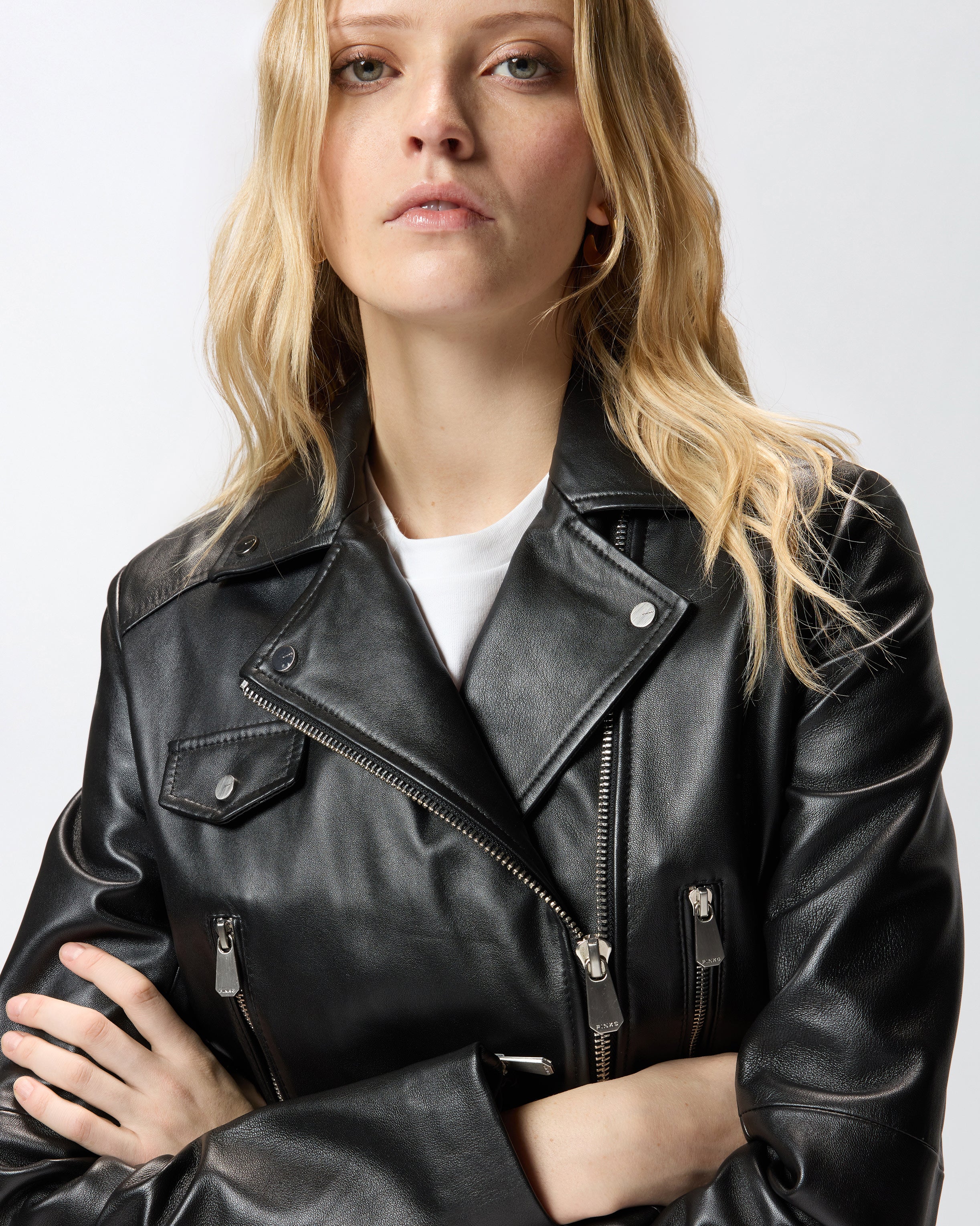 Giacca chiodo stile biker in nappa - Image 4