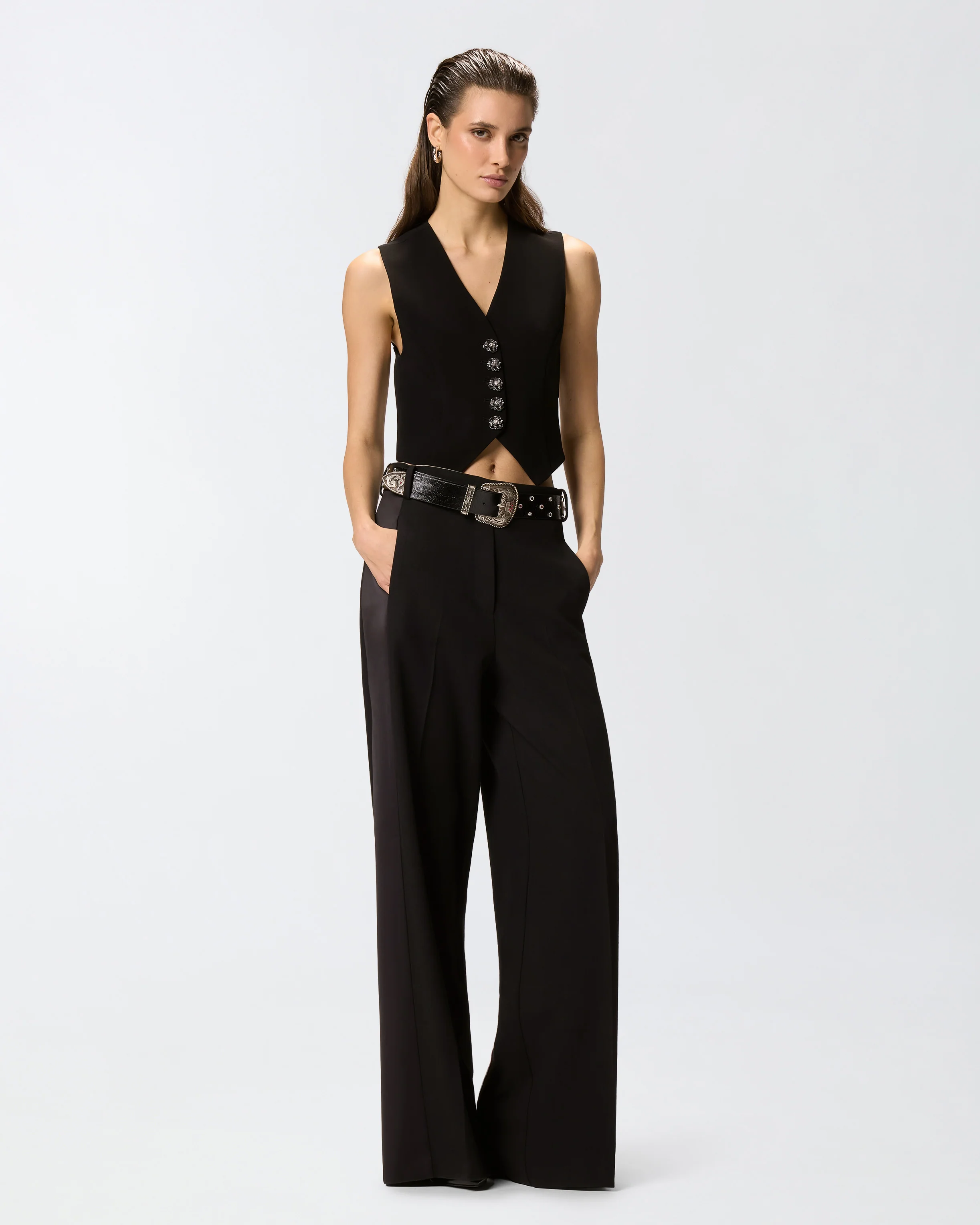 Gilet con bottoni rose gioiello - Image 2