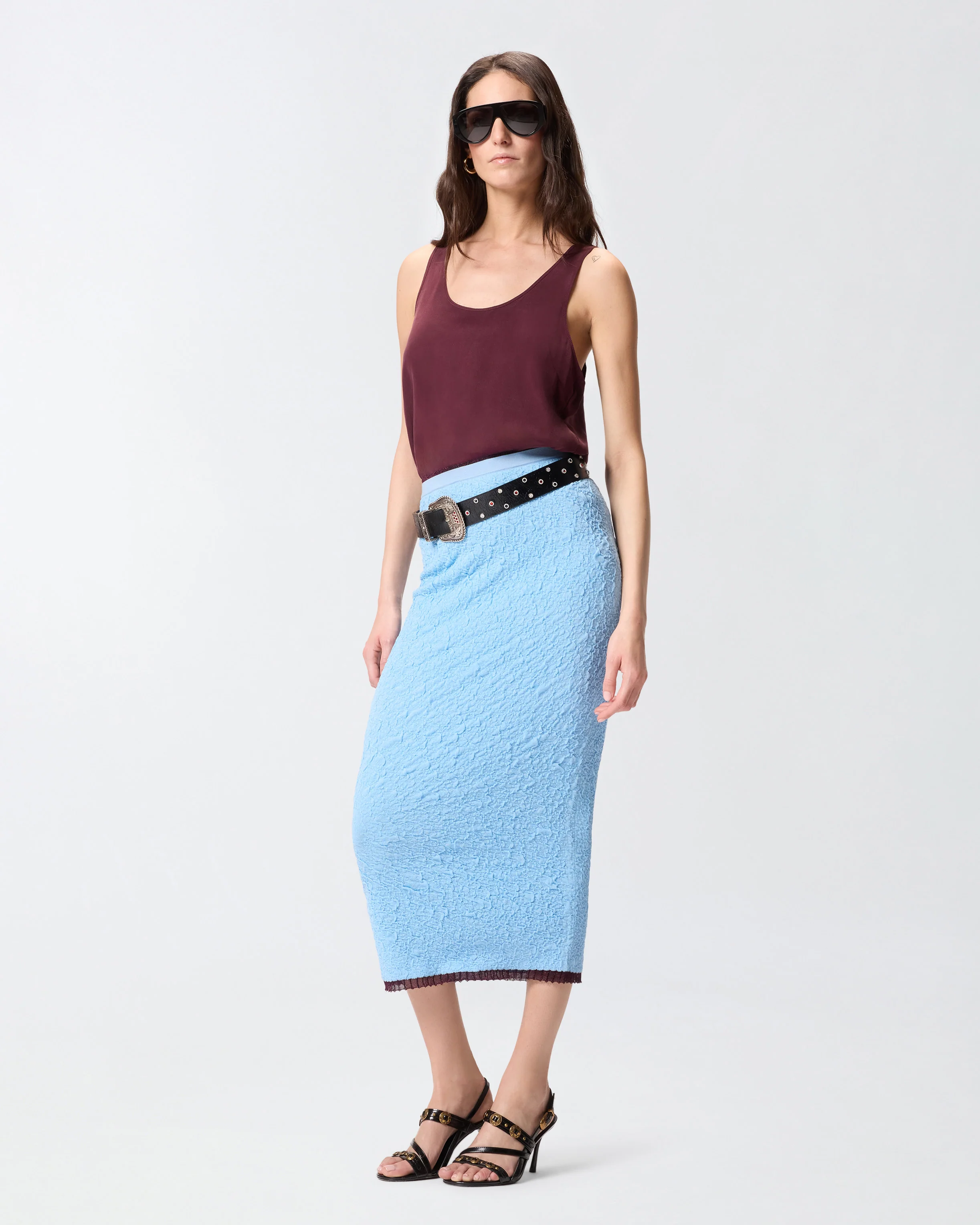 Gonna midi aderente jacquard
