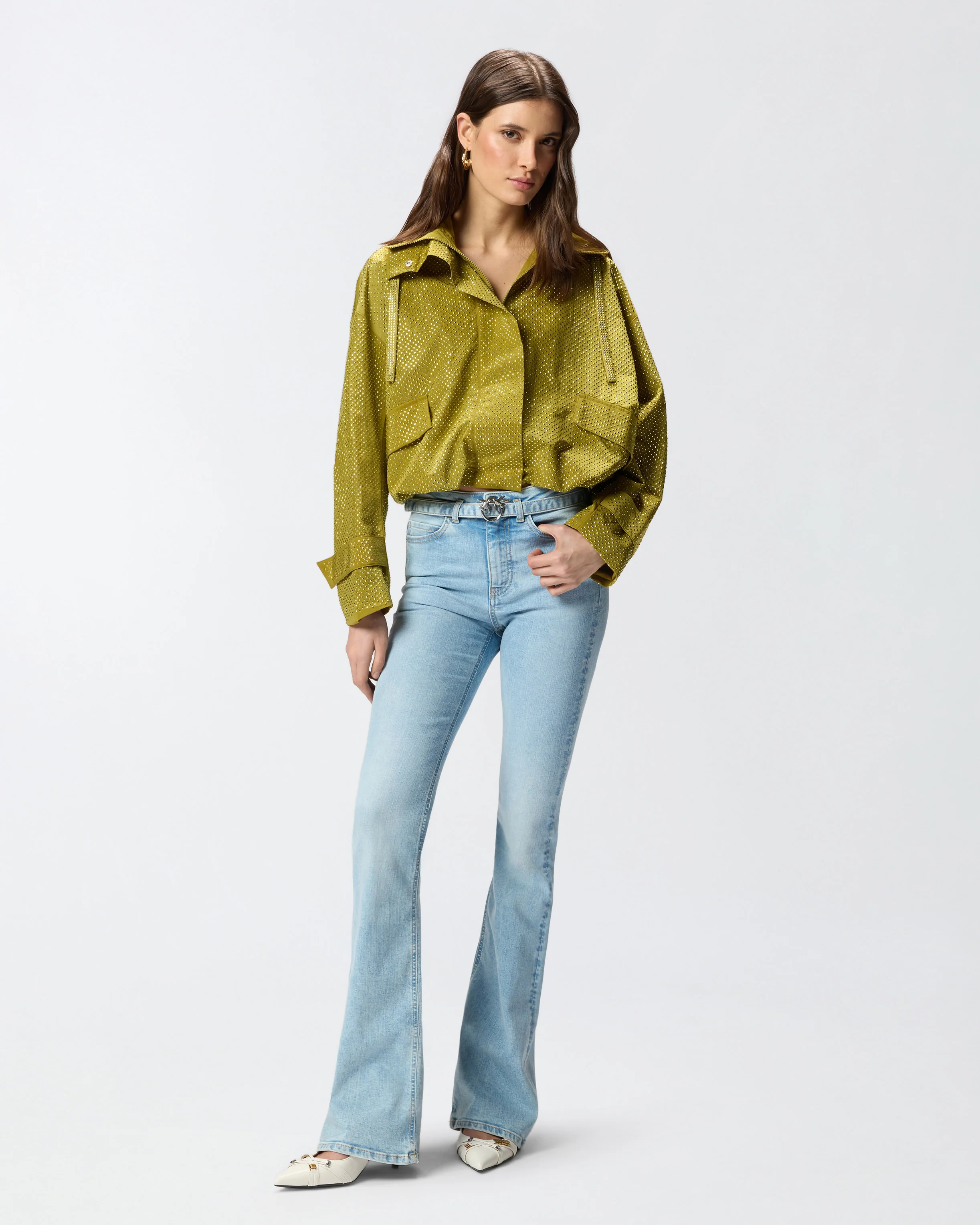 Jeans chiari con cintura e fibbia Love Birds