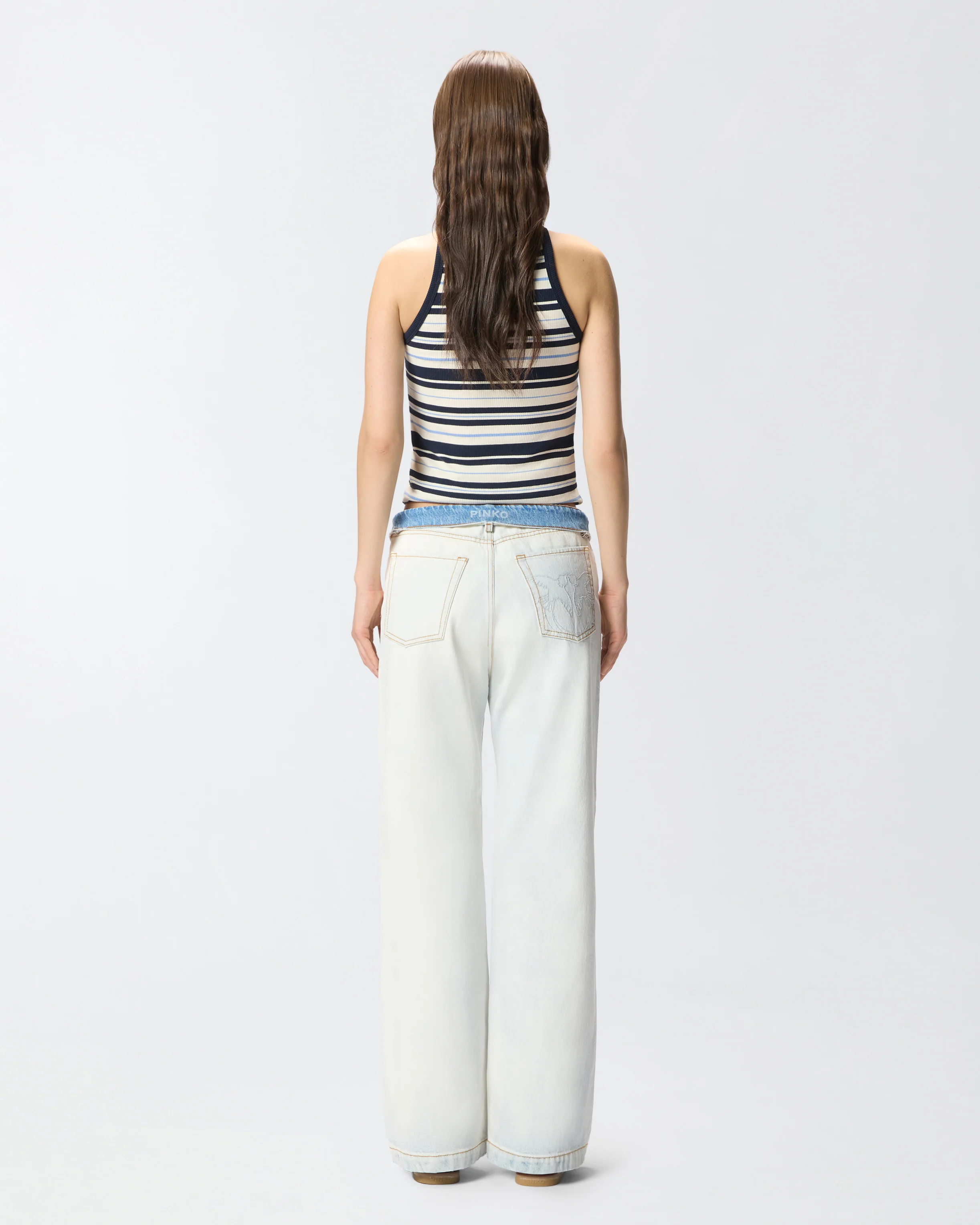 Jeans con vita risvoltabile a contrasto - Image 3