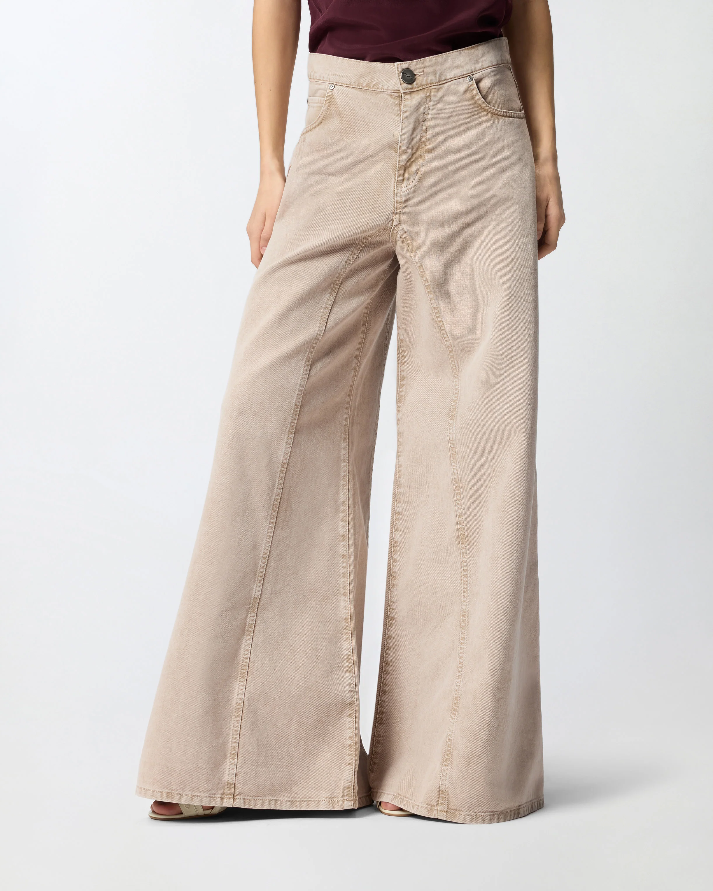 Jeans marroni con pizzo in vita - Image 2