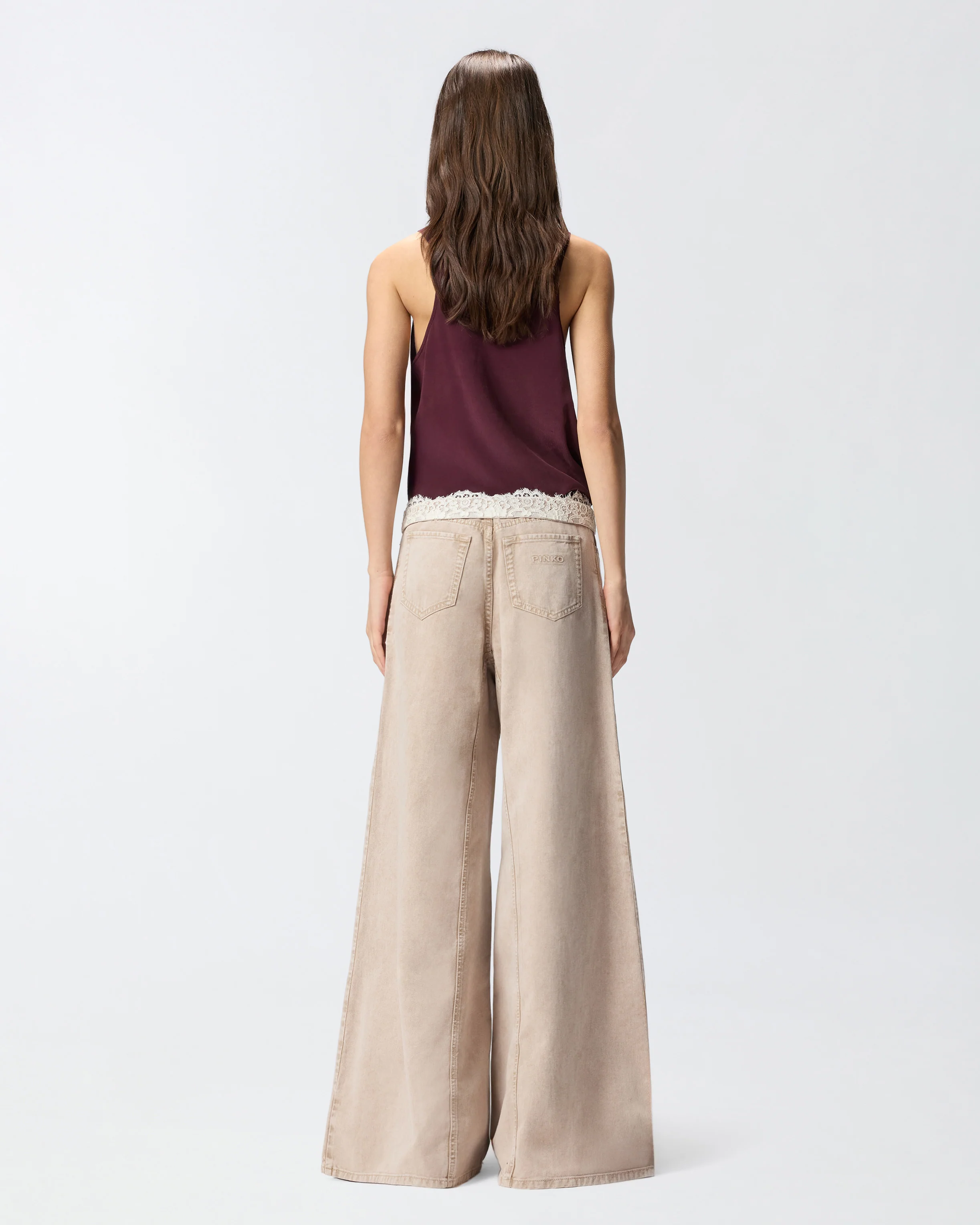 Jeans marroni con pizzo in vita - Image 3