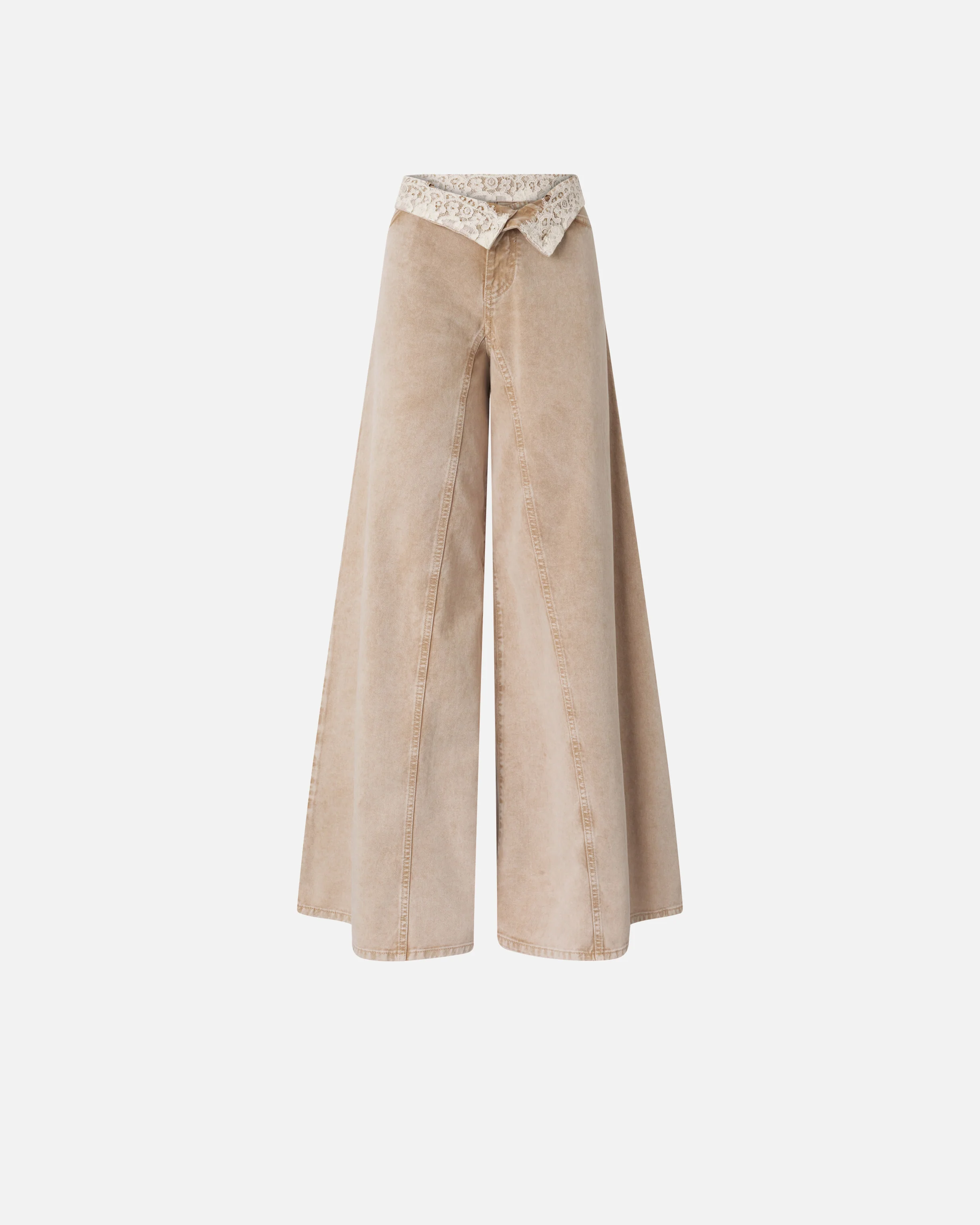 Jeans marroni con pizzo in vita - Image 5