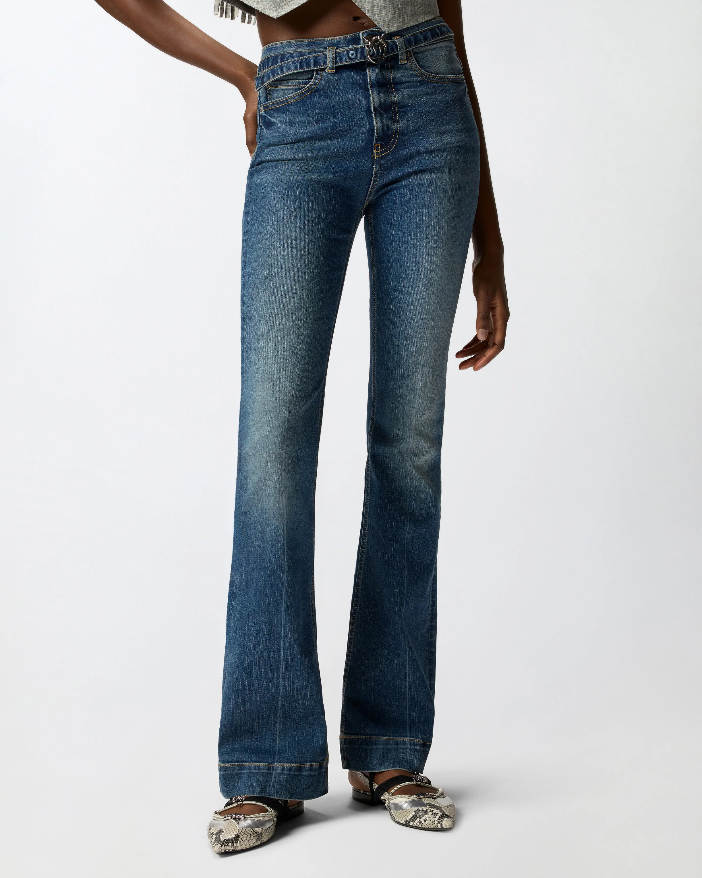 Jeans scuri con cintura e fibbia Love Birds - Image 2