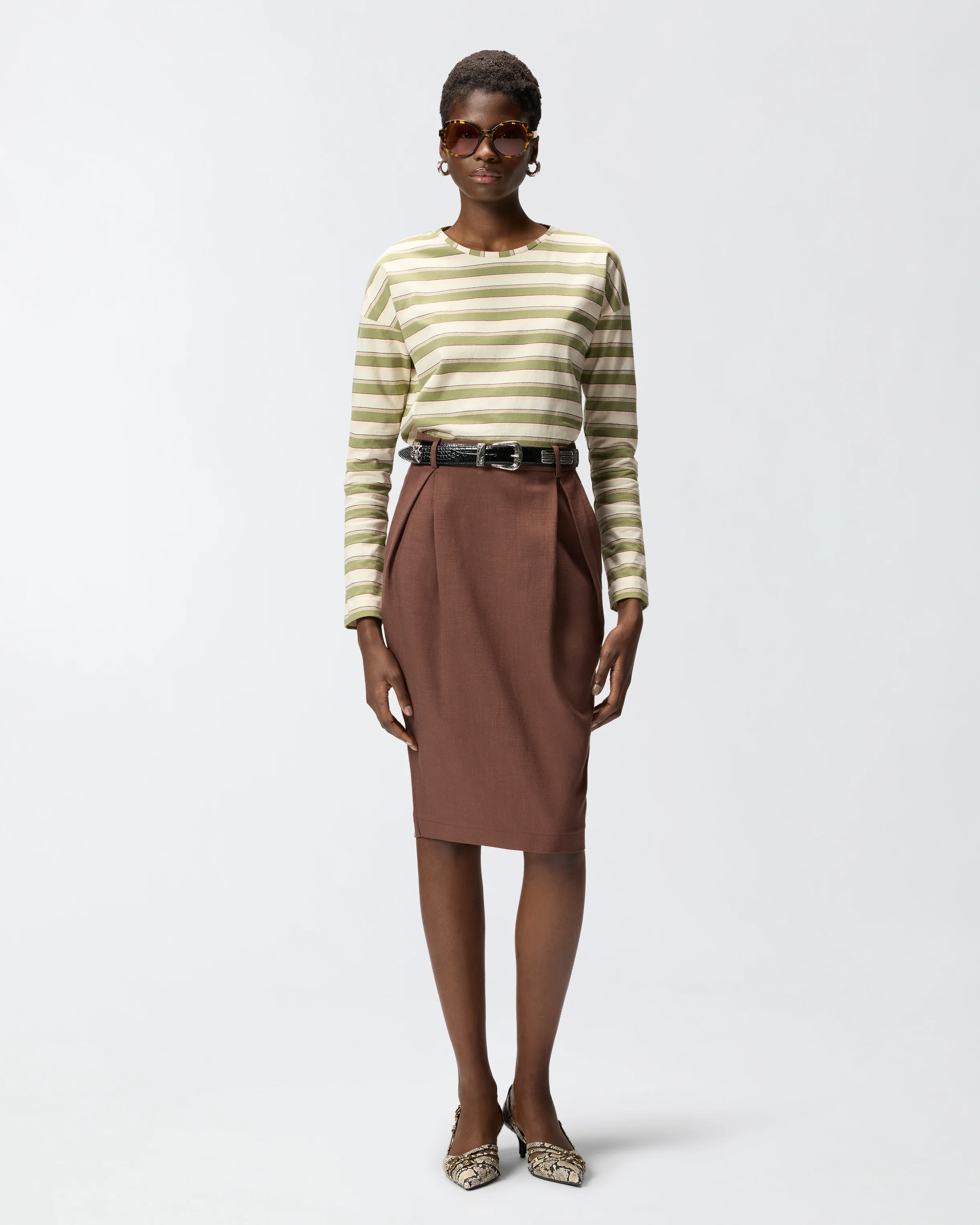 Maglia in jersey a righe con colletto strutturato - Image 2