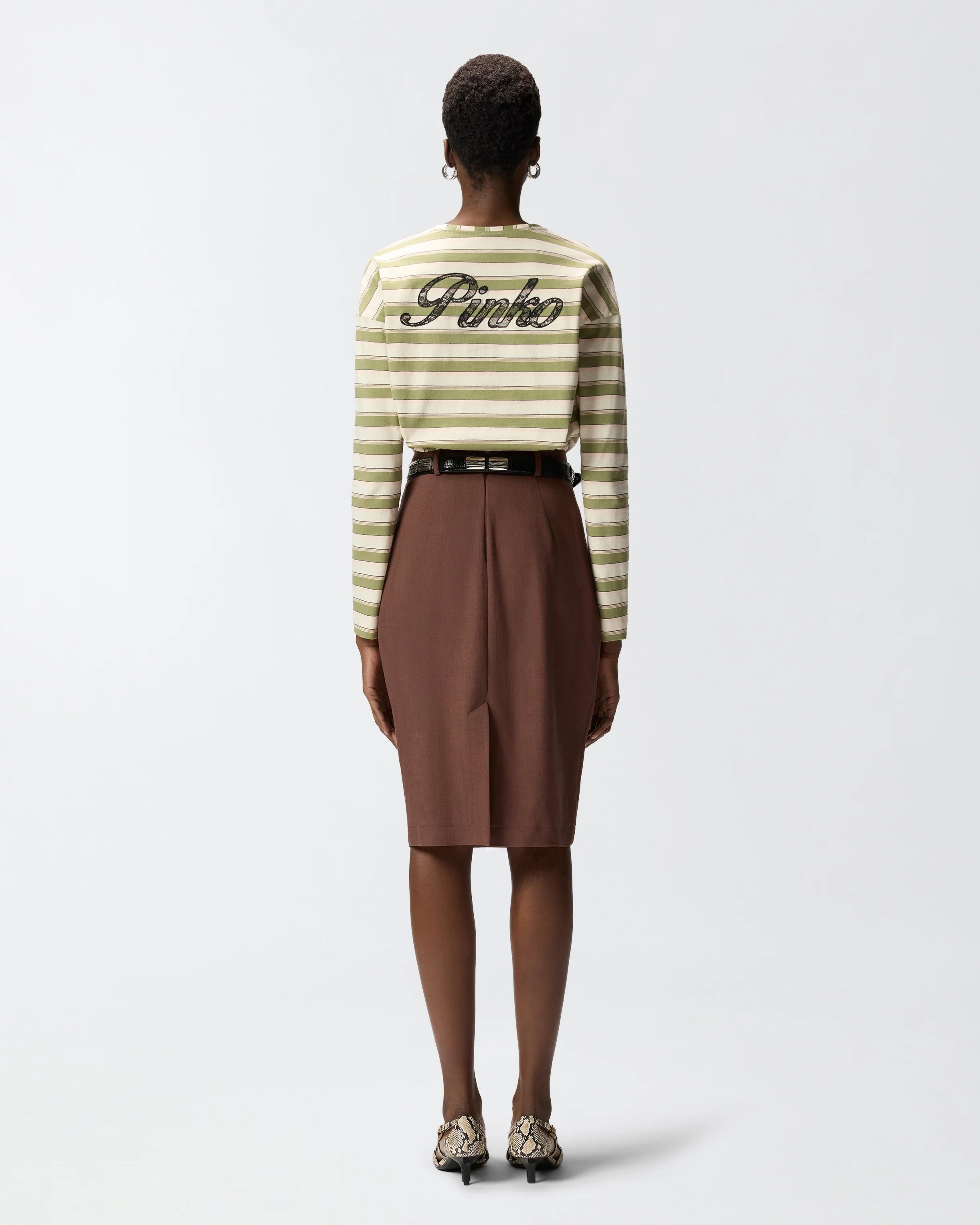 Maglia in jersey a righe con colletto strutturato - Image 3