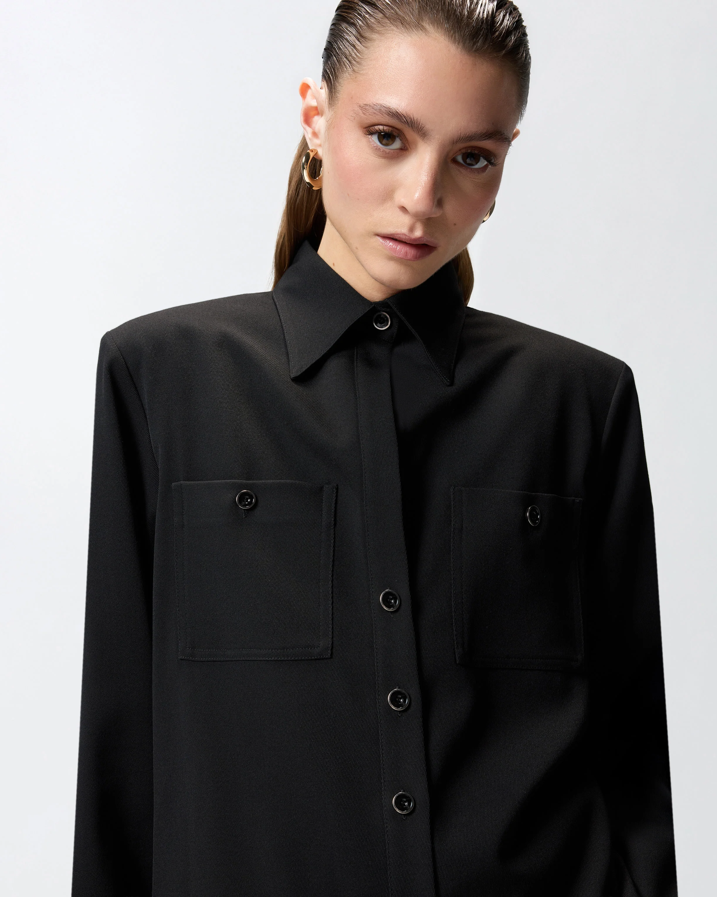 Overshirt stretch con taschini - Image 4