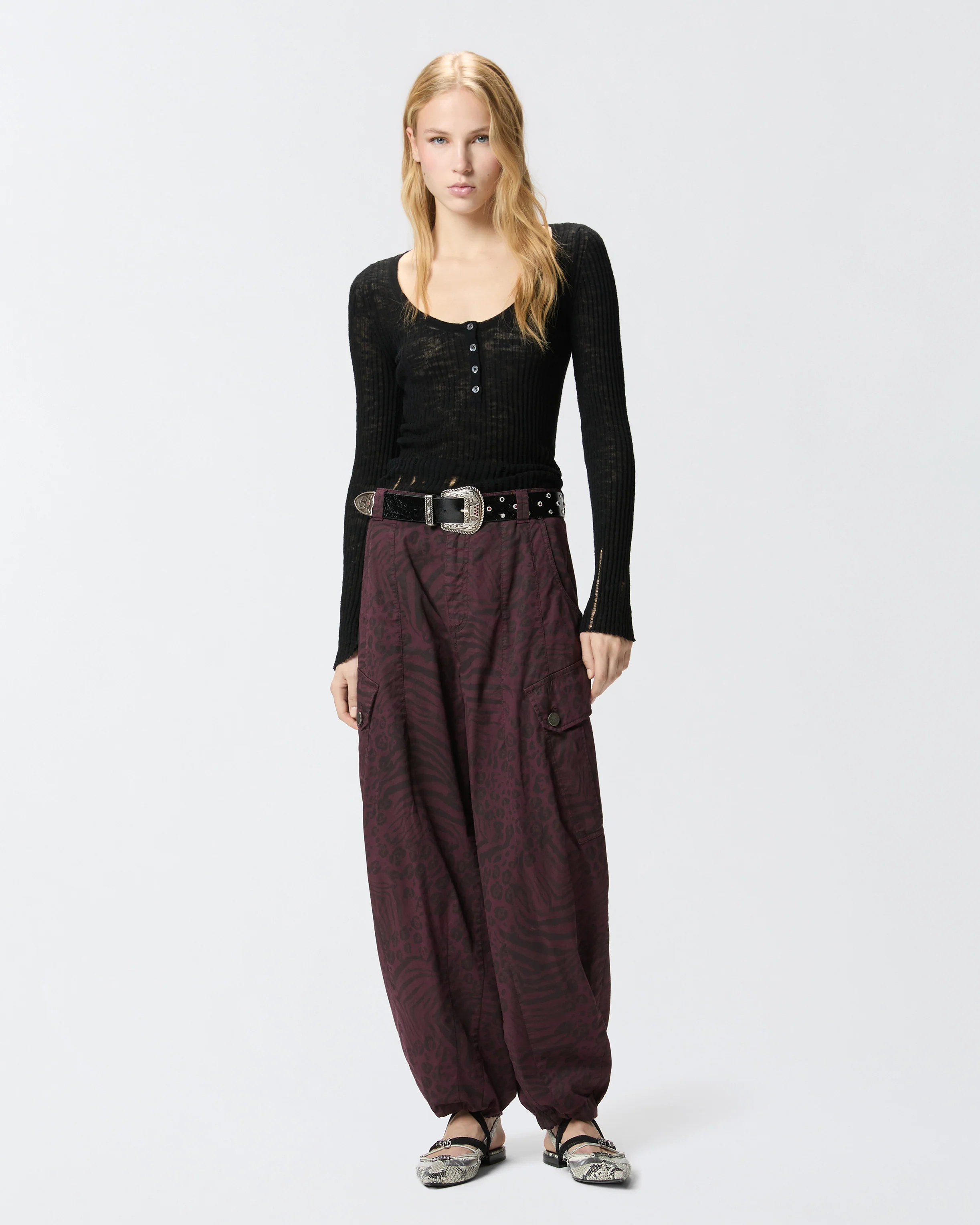 Pantaloni a palloncino con motivo animalier