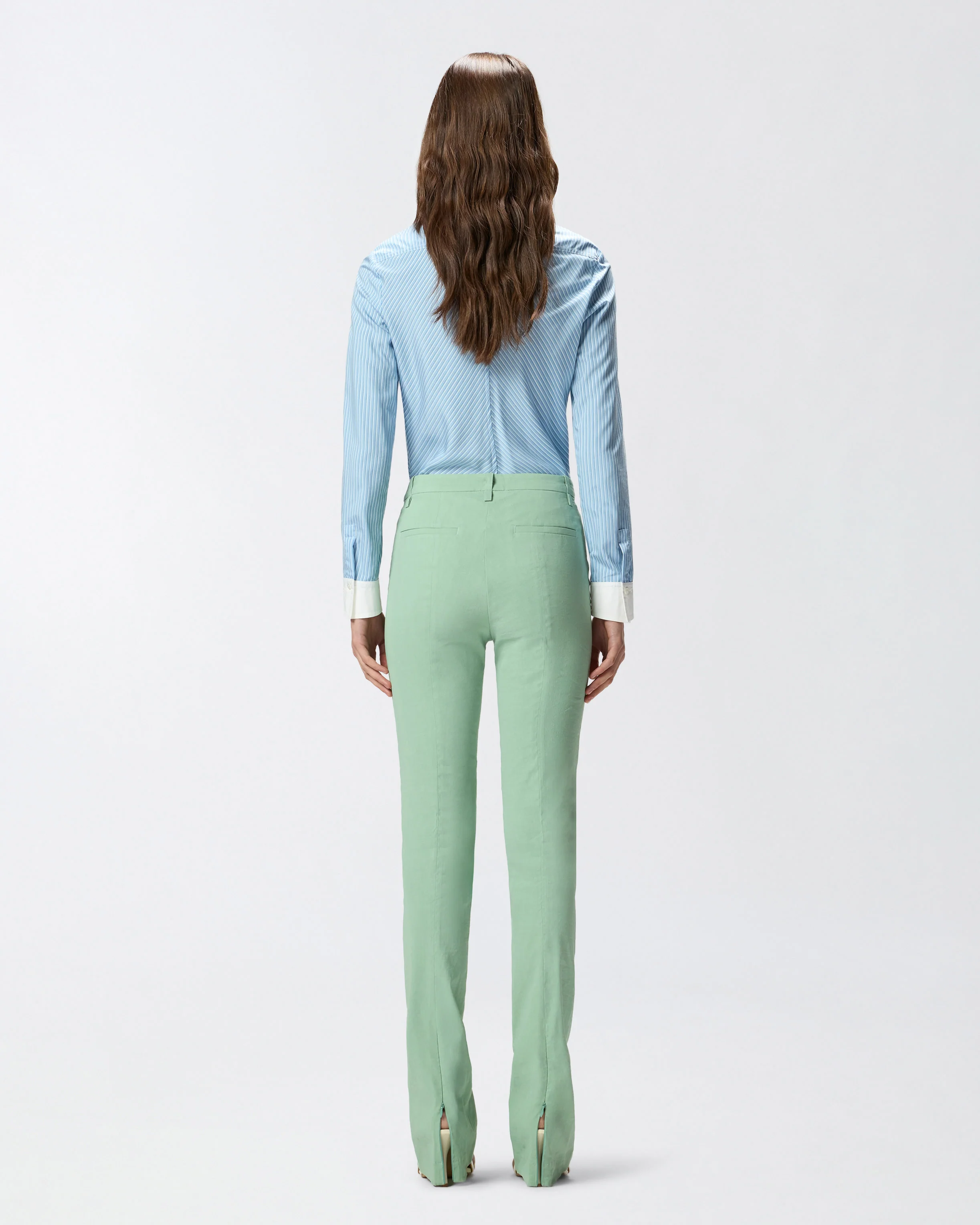 Pantaloni in misto lino con piega stirata - Image 3