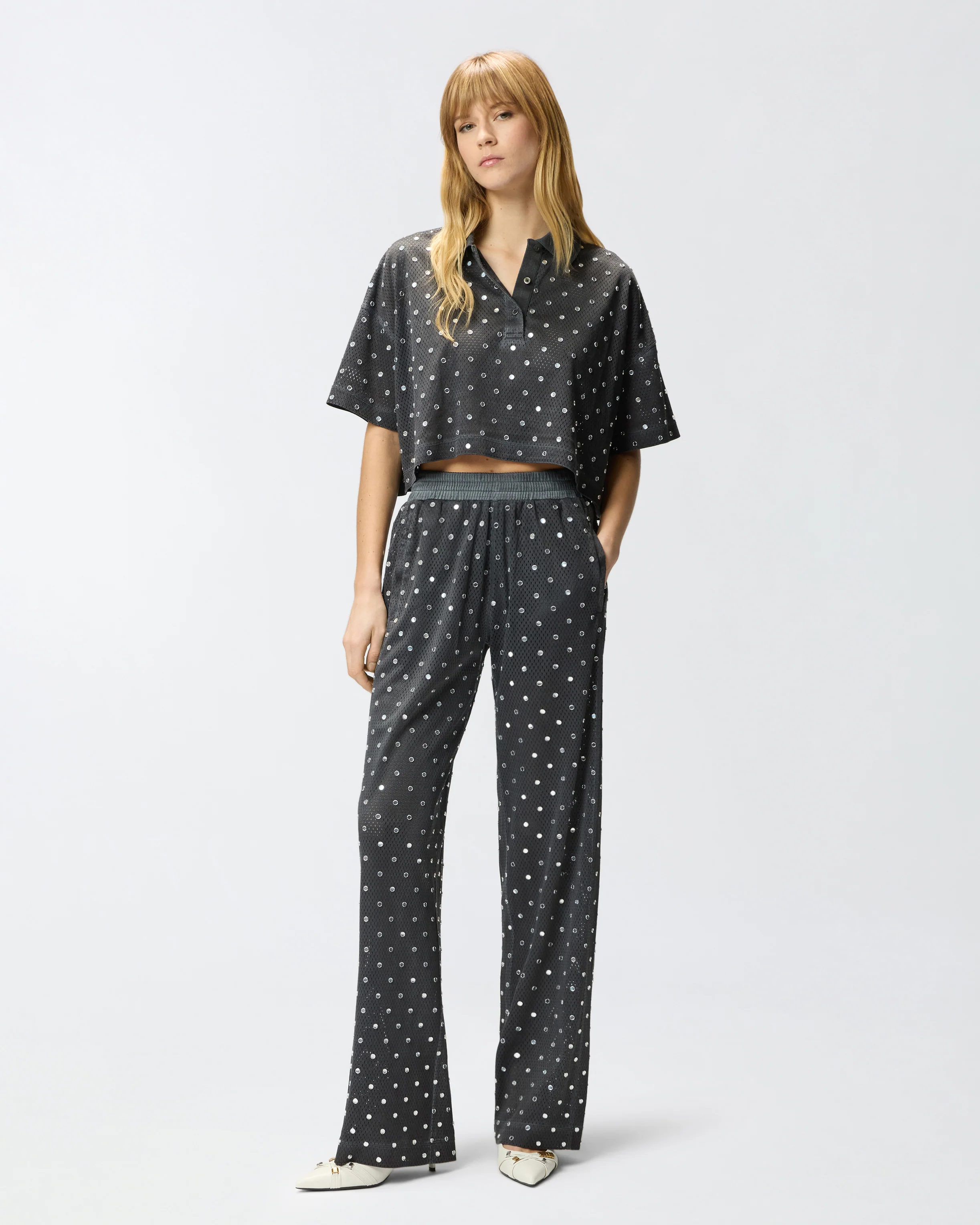 Pantaloni in rete con specchietti