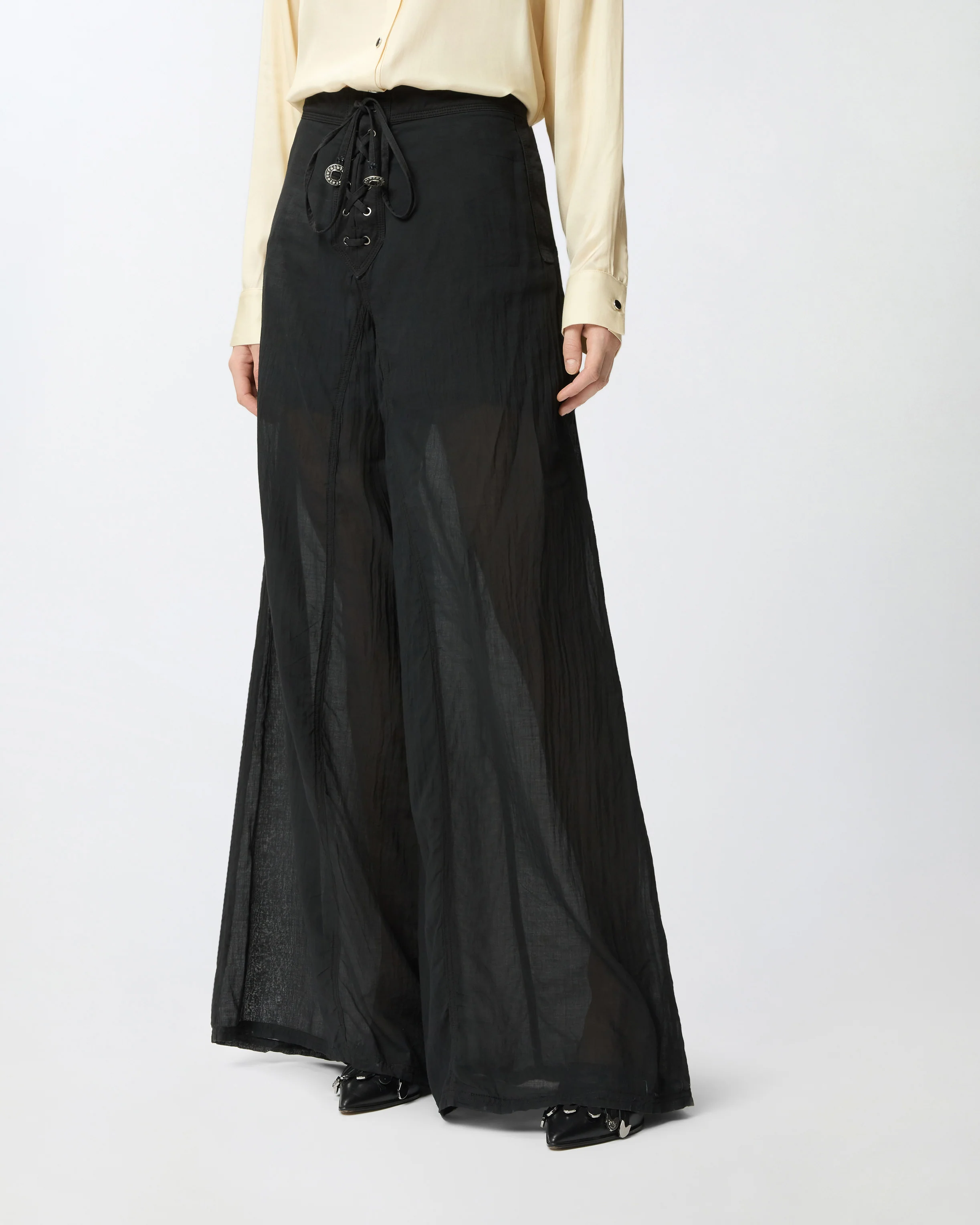 Pantaloni leggeri con lacci e dettagli texani - Image 2