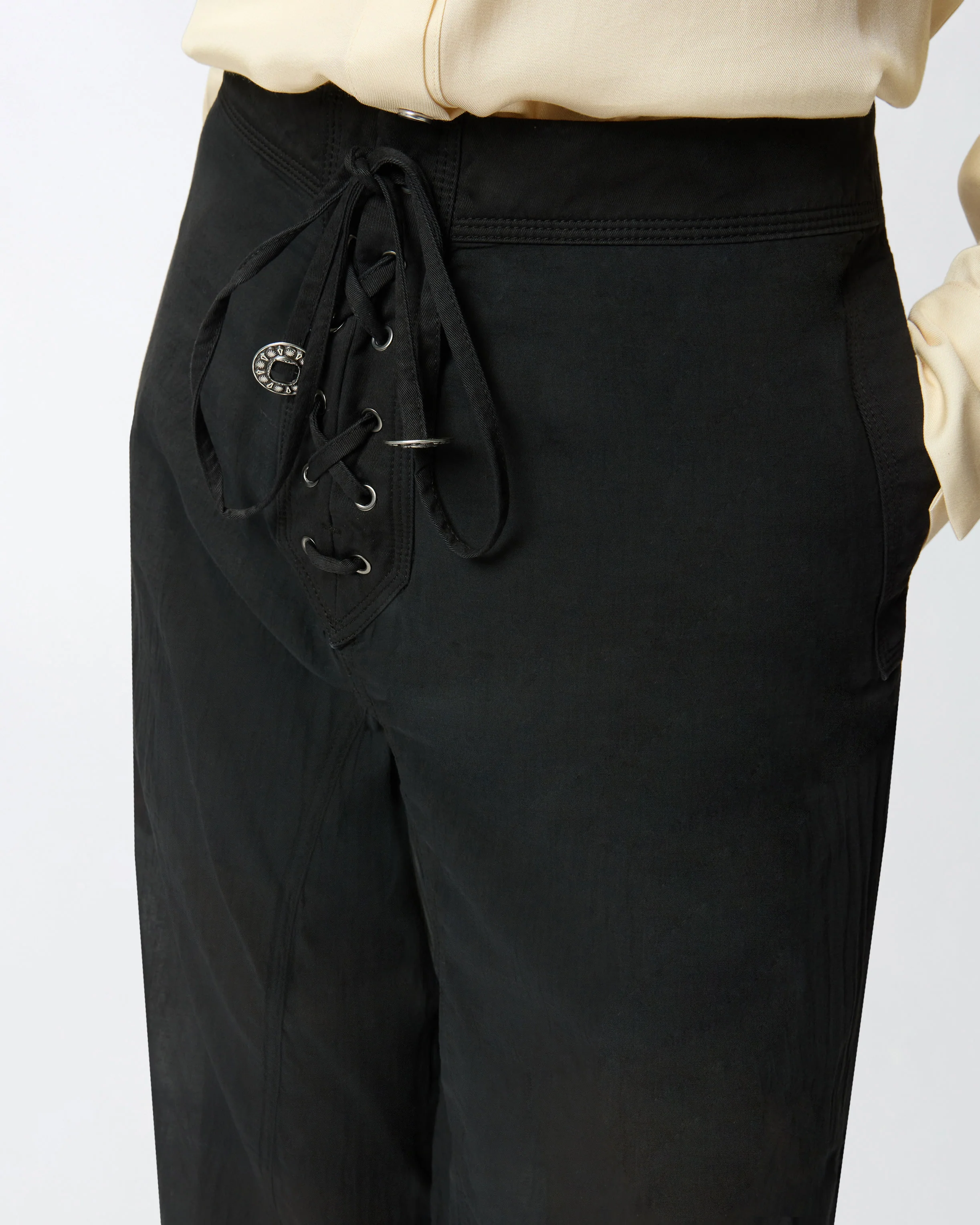 Pantaloni leggeri con lacci e dettagli texani - Image 4