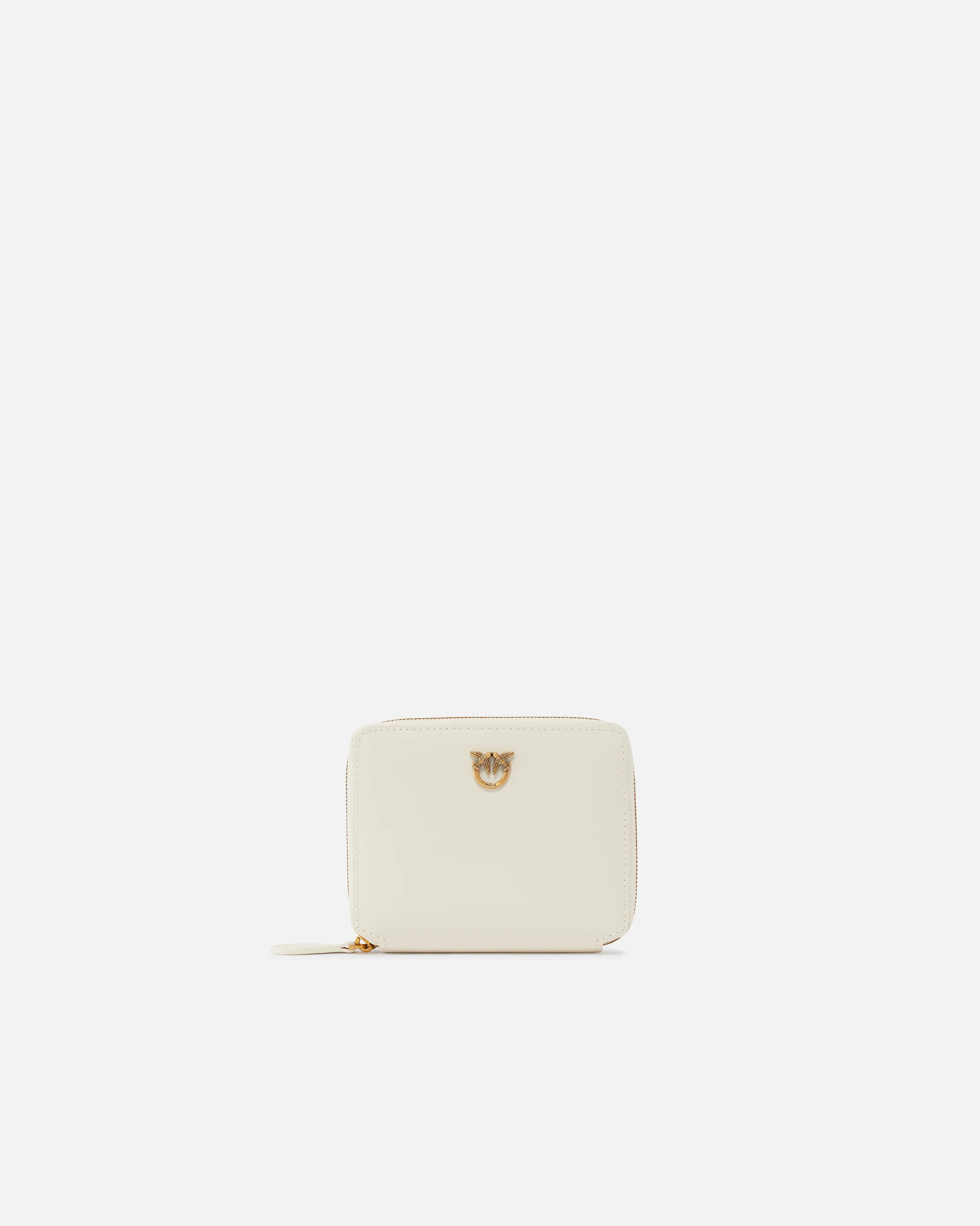 Portafoglio quadrato zip-around in pelle