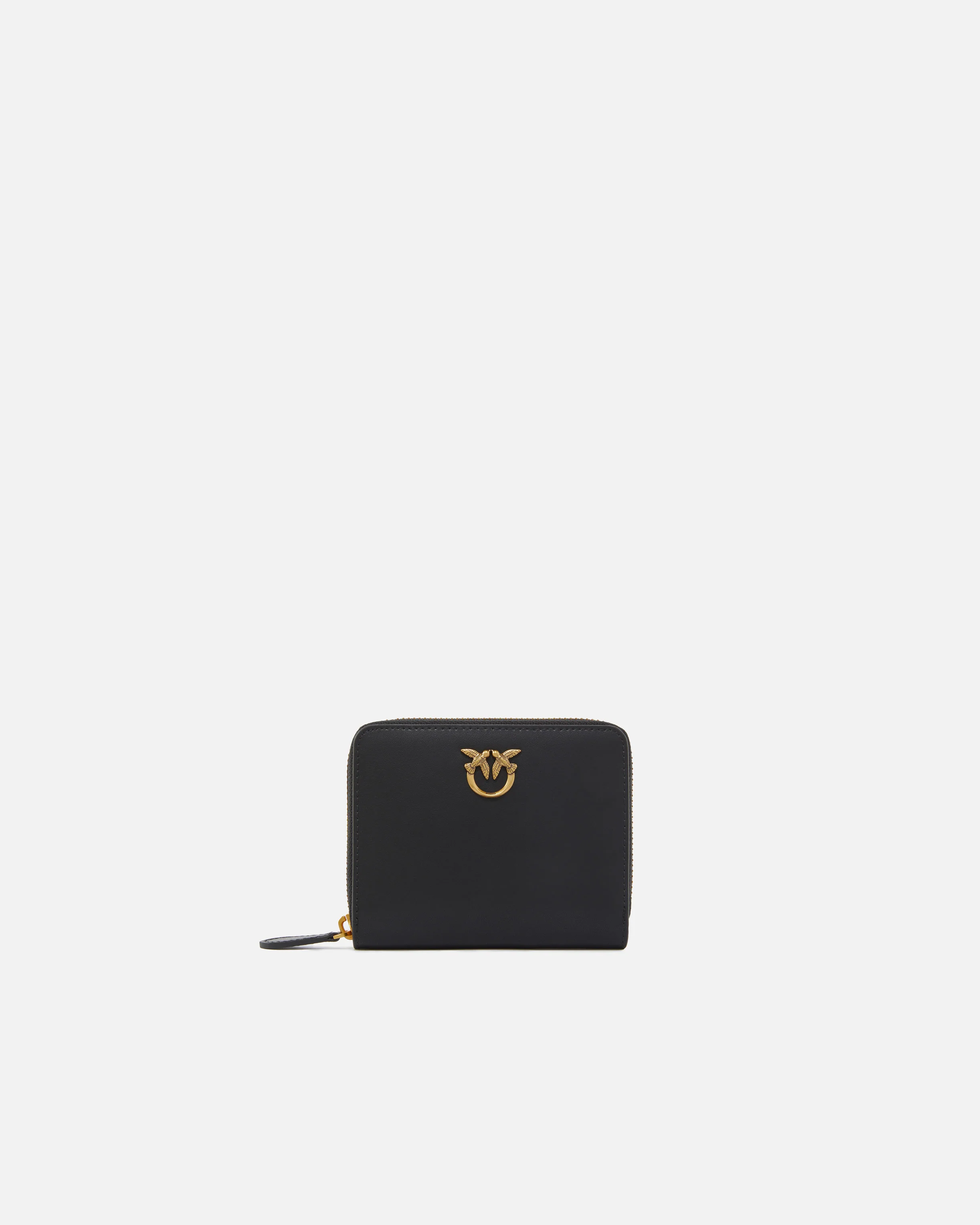 Portafoglio quadrato zip-around in pelle