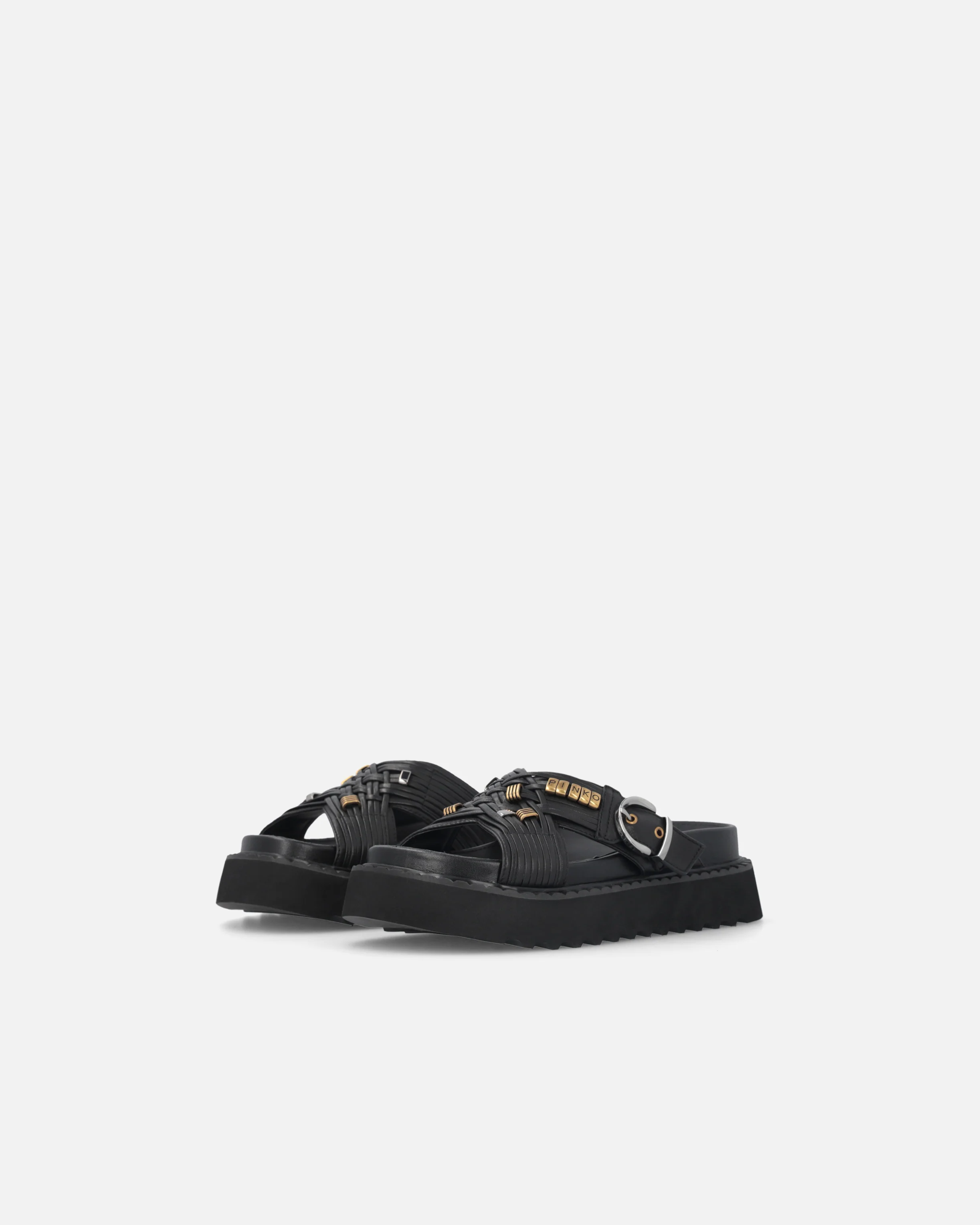Sandali slide in nappa intrecciata con anelli metallici - Image 6