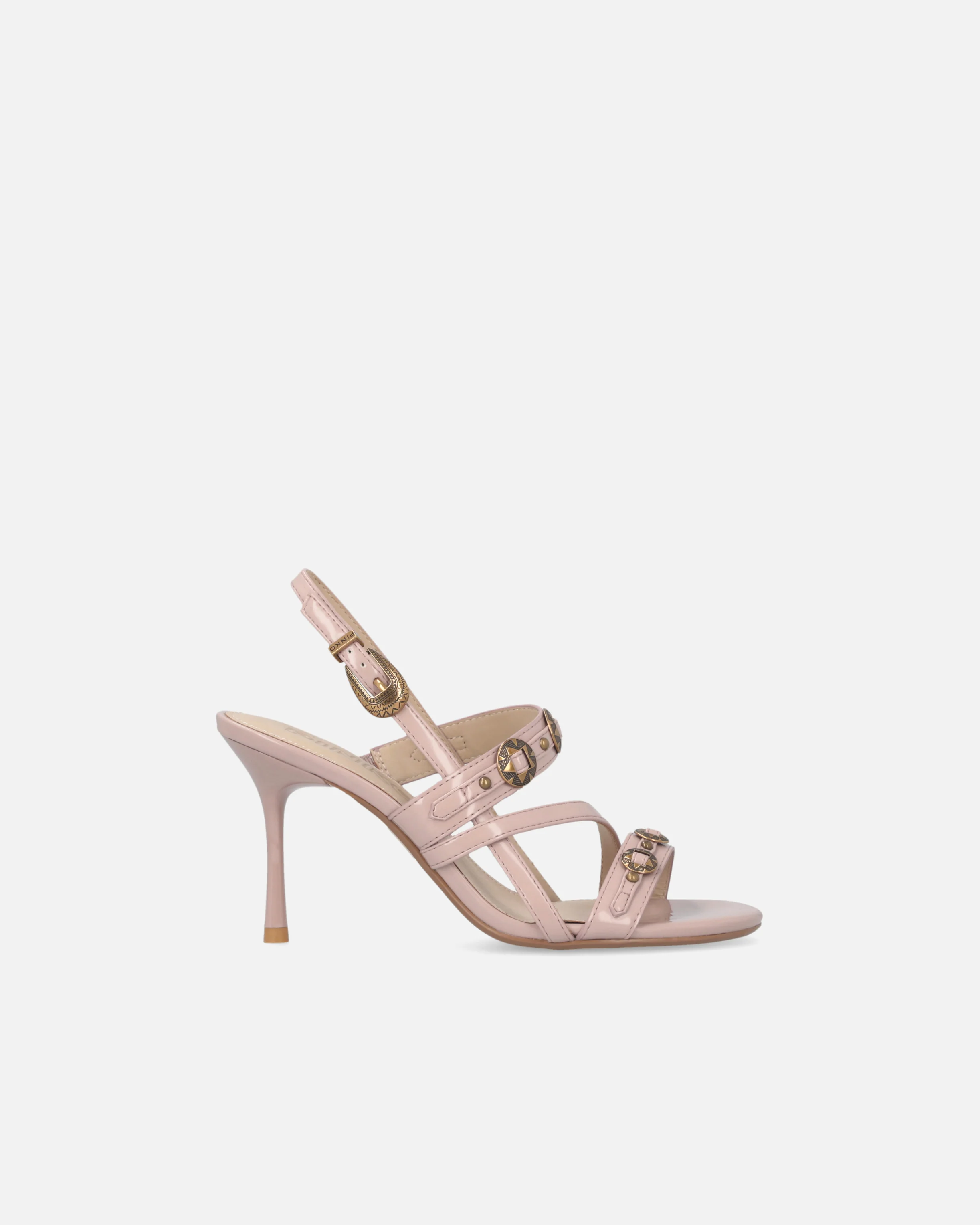 Sandali slingback alti con cinturini e borchie