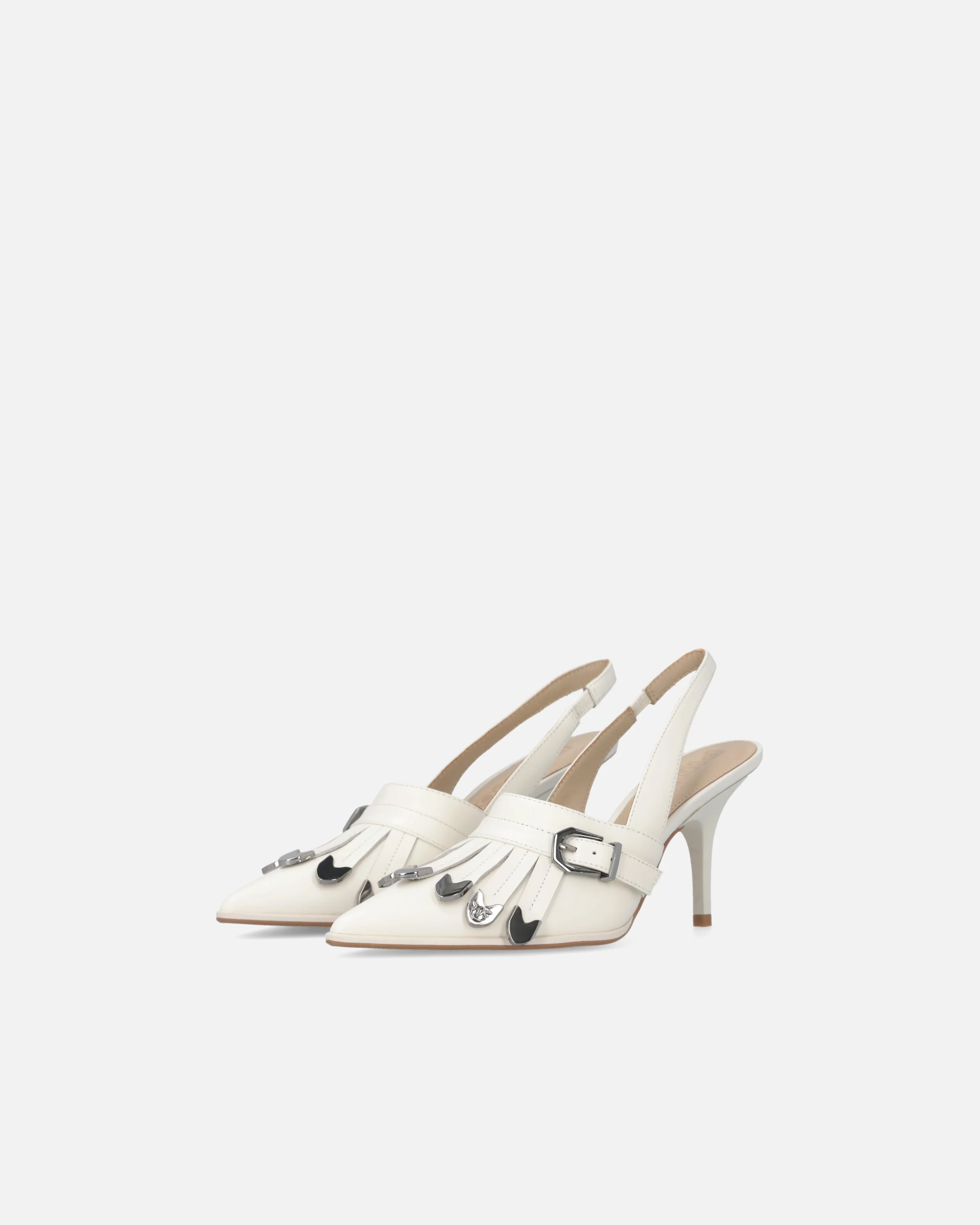 Slingback in pelle con dettagli selleria - Image 6