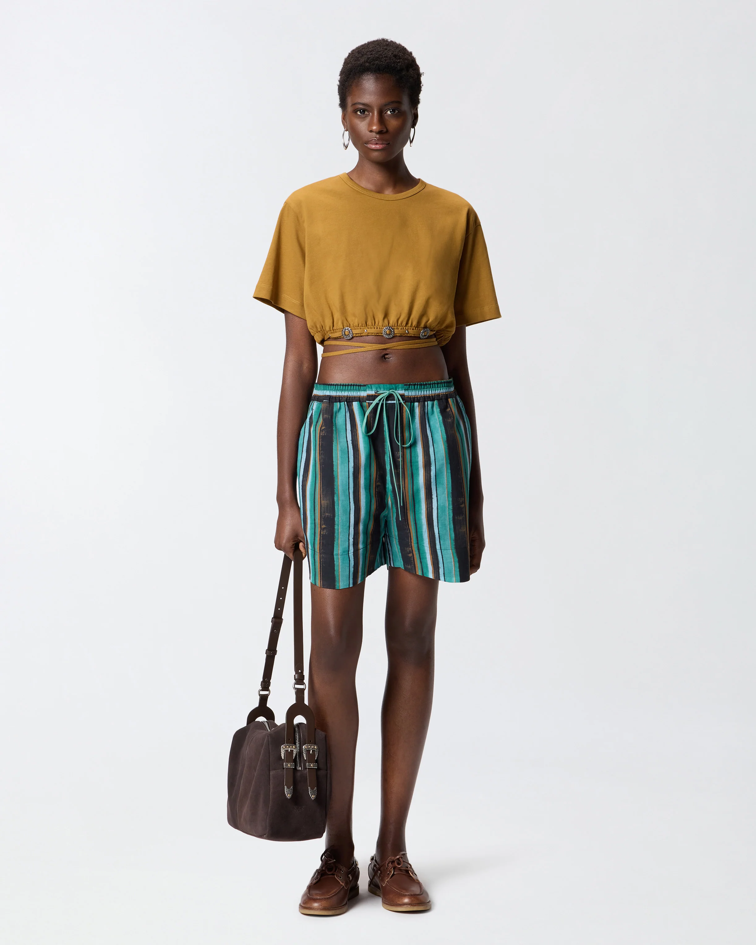 T-shirt cropped con laccio e dettagli texani - Image 2