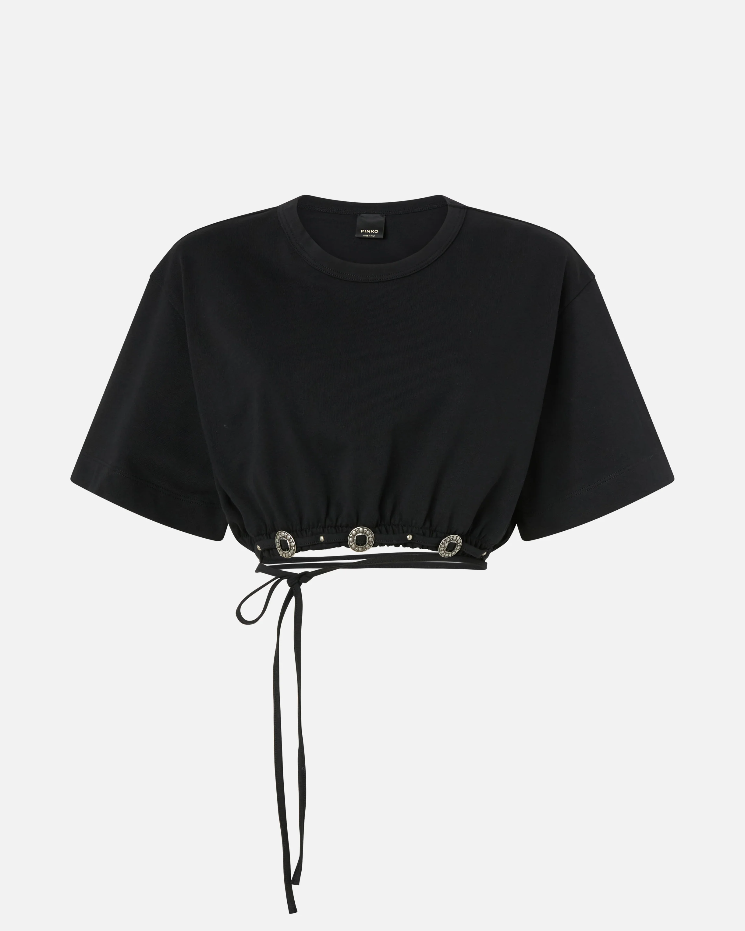 T-shirt cropped con laccio e dettagli texani - Image 5