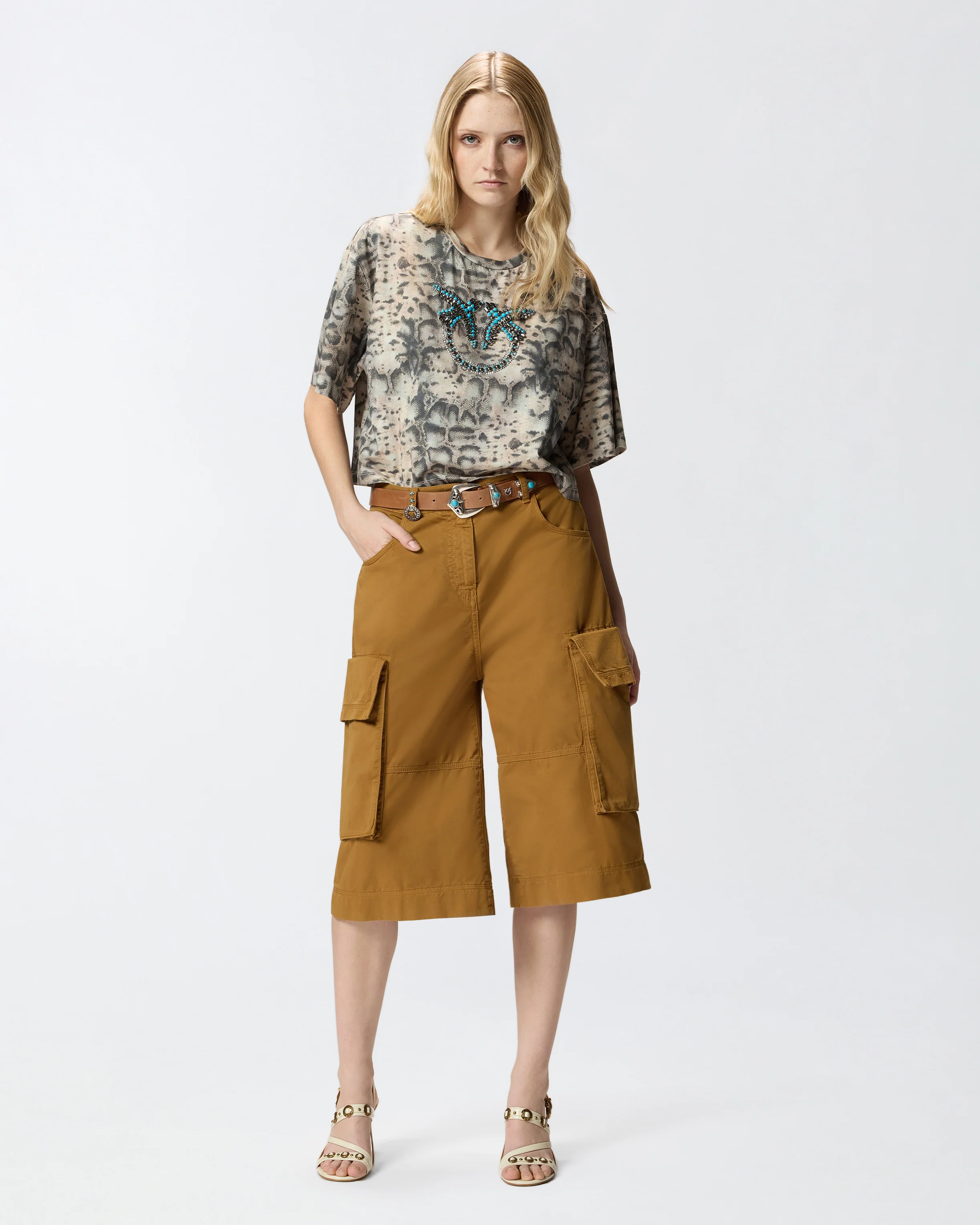 T-shirt cropped con stampa snake e Love Birds - Image 2