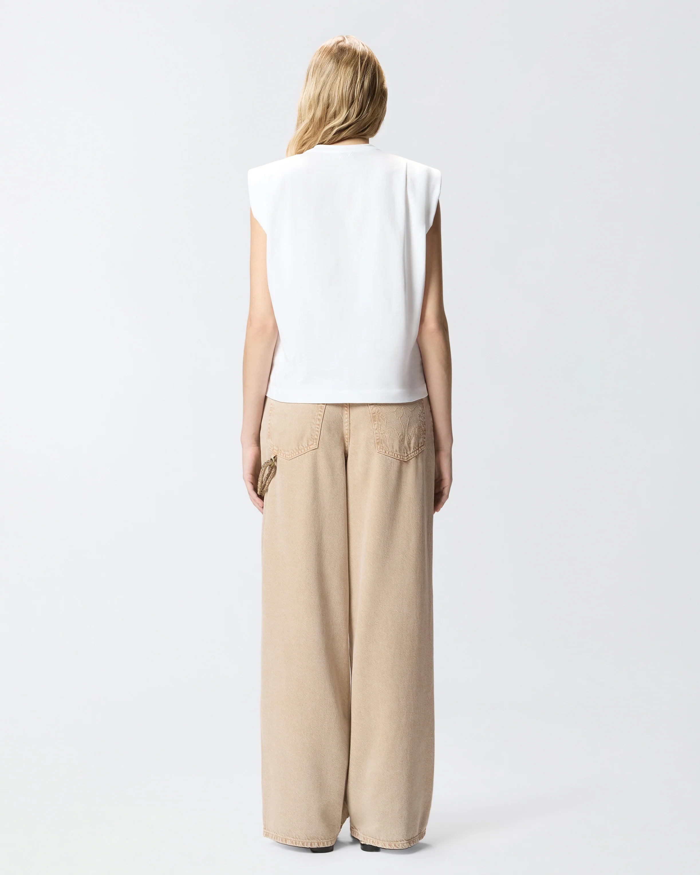 T-shirt smanicata in jersey doppio - Image 3