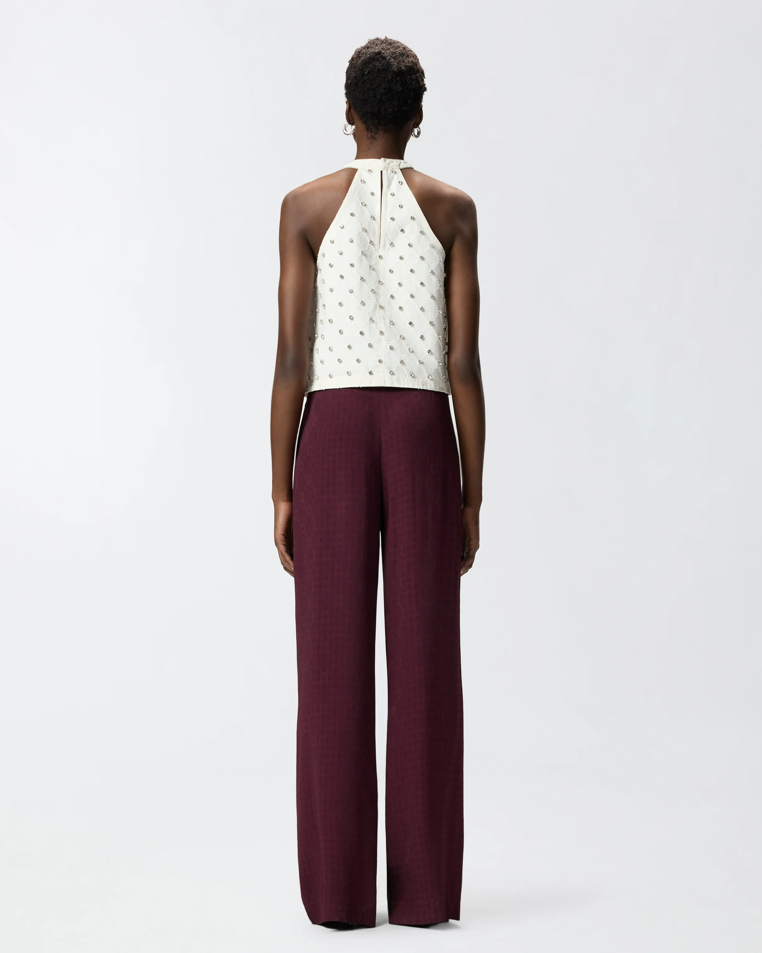 Top all'americana con disegno rombi e strass - Image 3