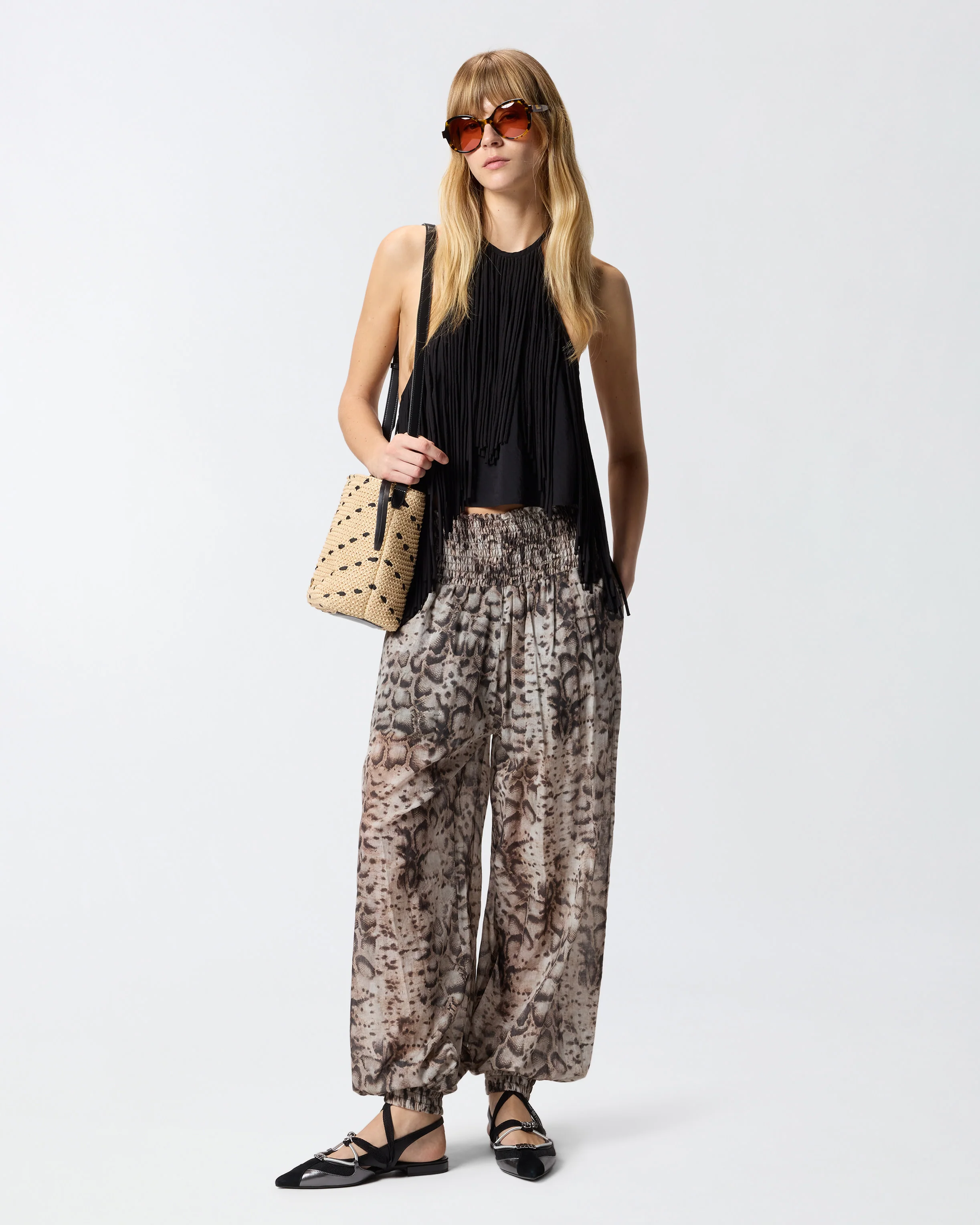 Top con scollo all'americana e frange - Image 2