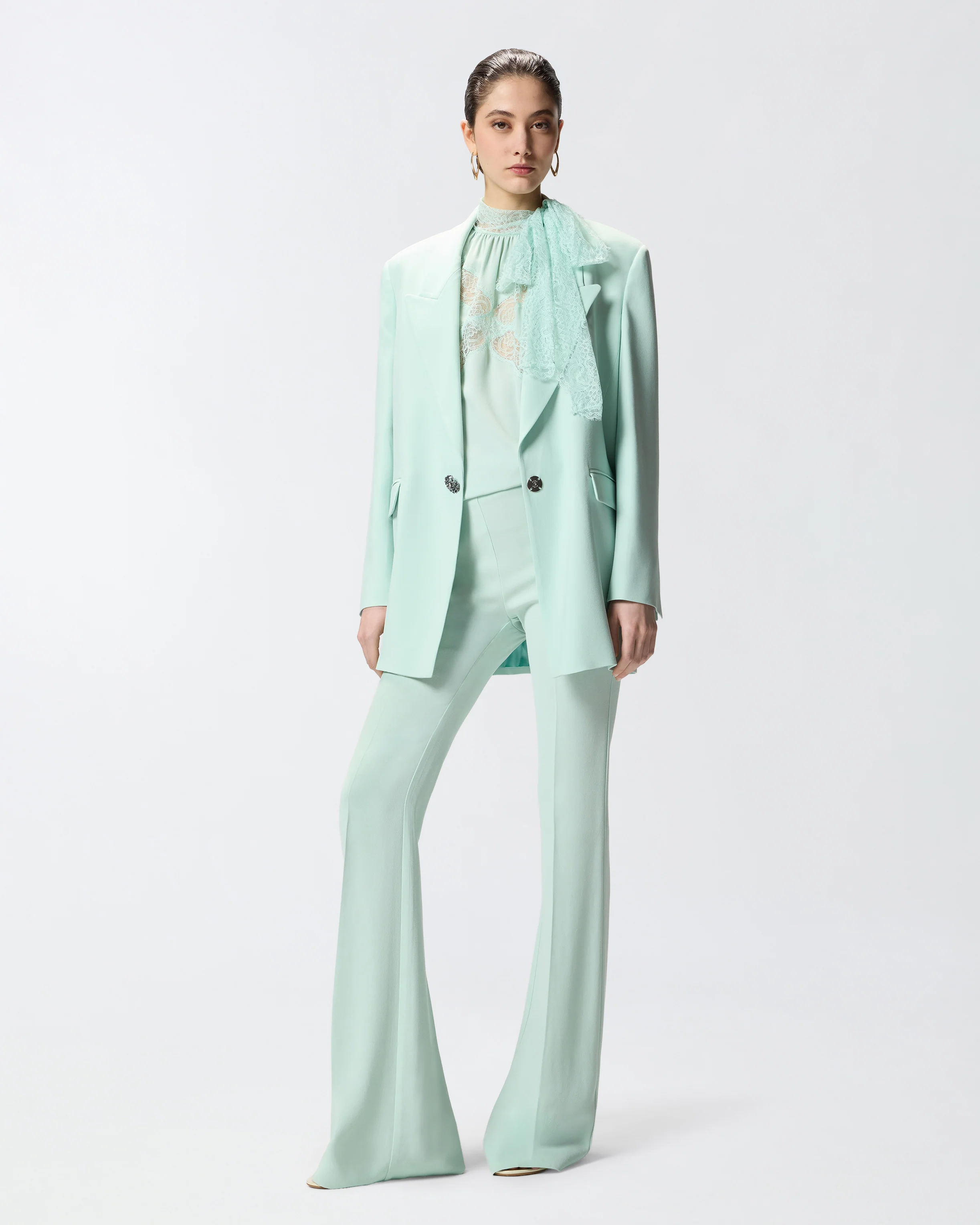 Top con scollo all'americana e pizzo - Image 2