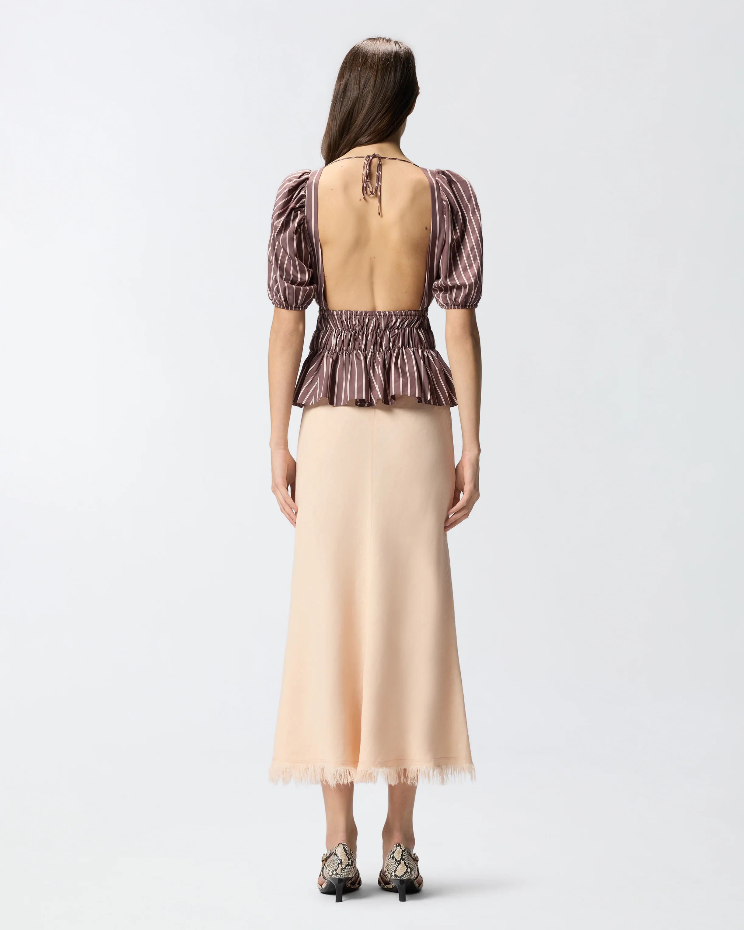 Top cropped a righe con schiena scoperta - Image 3